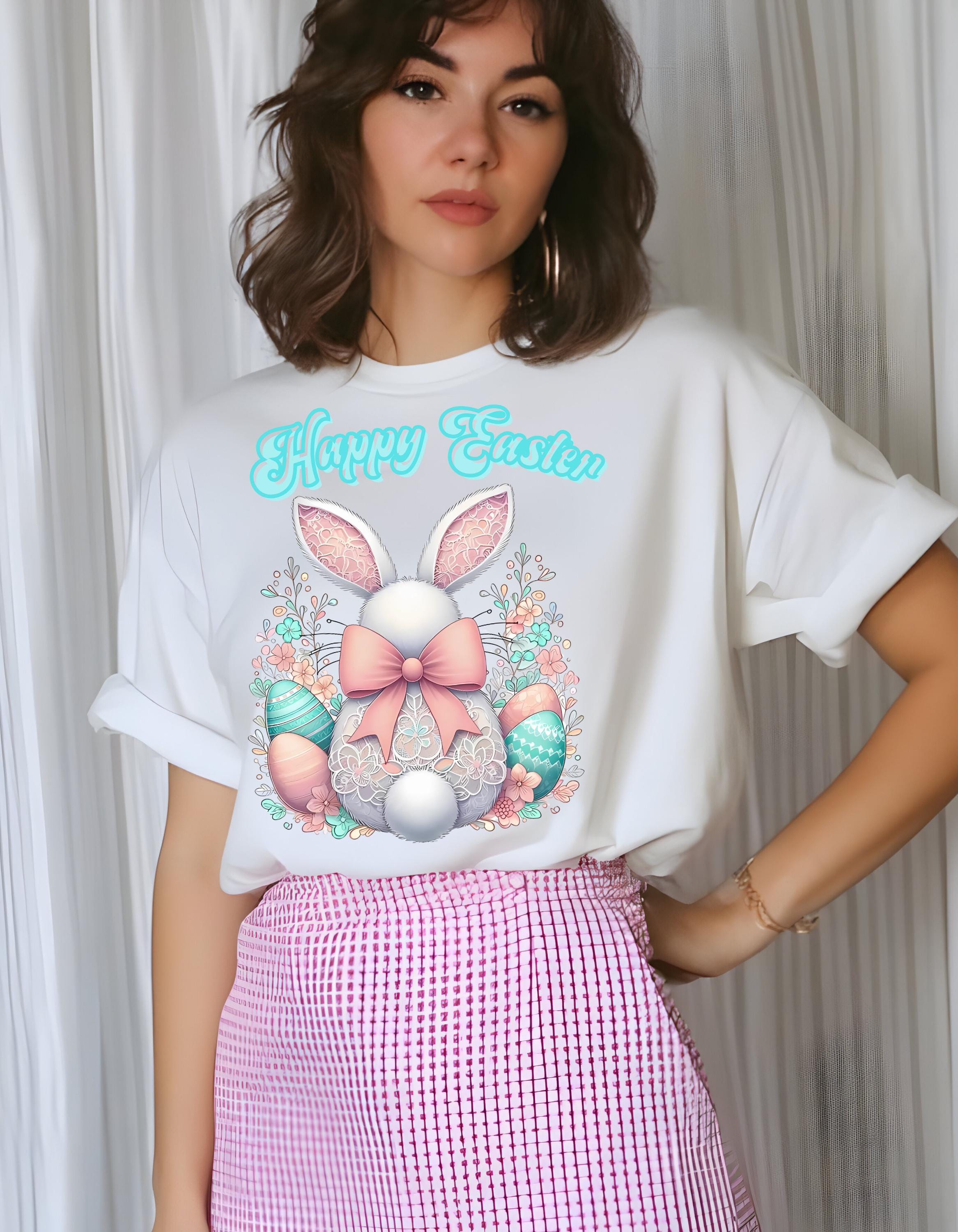 Easter Bunny Unisex Tee, Lacey Spring Shirt, Cute Easter Rabbit T-Shirt, Happy Easter Gift, Bunny Lover Top