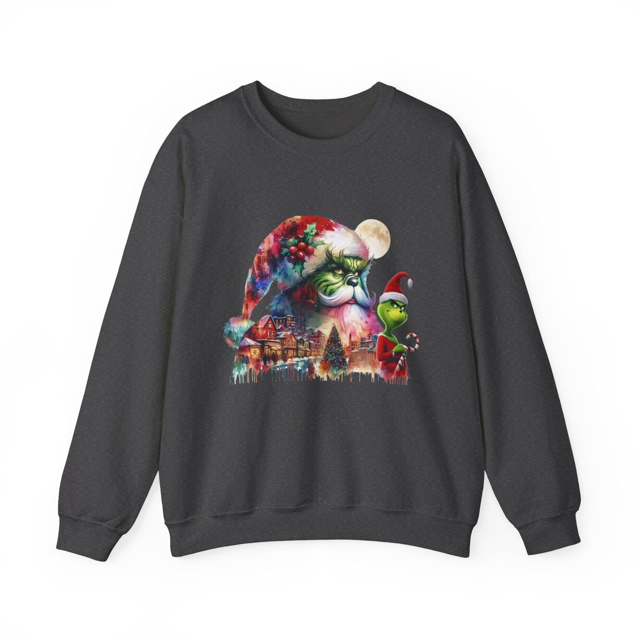 Double Exposure Grumpkin Christmas Crewneck Sweatshirt - Lustiger Weihnachtspullover, Unisex Winterpullover, Festliches Weihnachtspullover, Cool