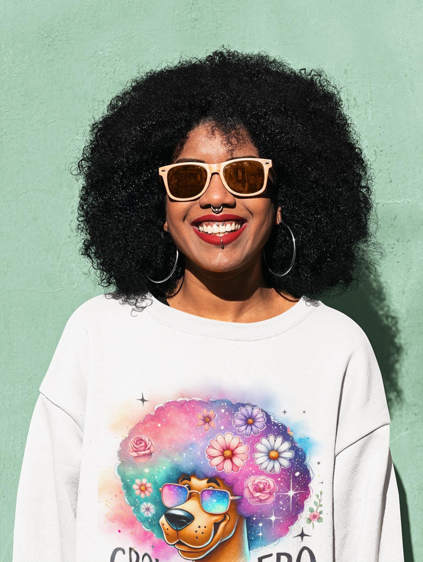 Schwarzes Haar-Wertschätzungs-Unisex-Sweatshirt, Grow with the Fro, Great Dane Hippie Hundeshirt, Gemütlicher Pullover, Crewneck-Pullover, Winterkleidung