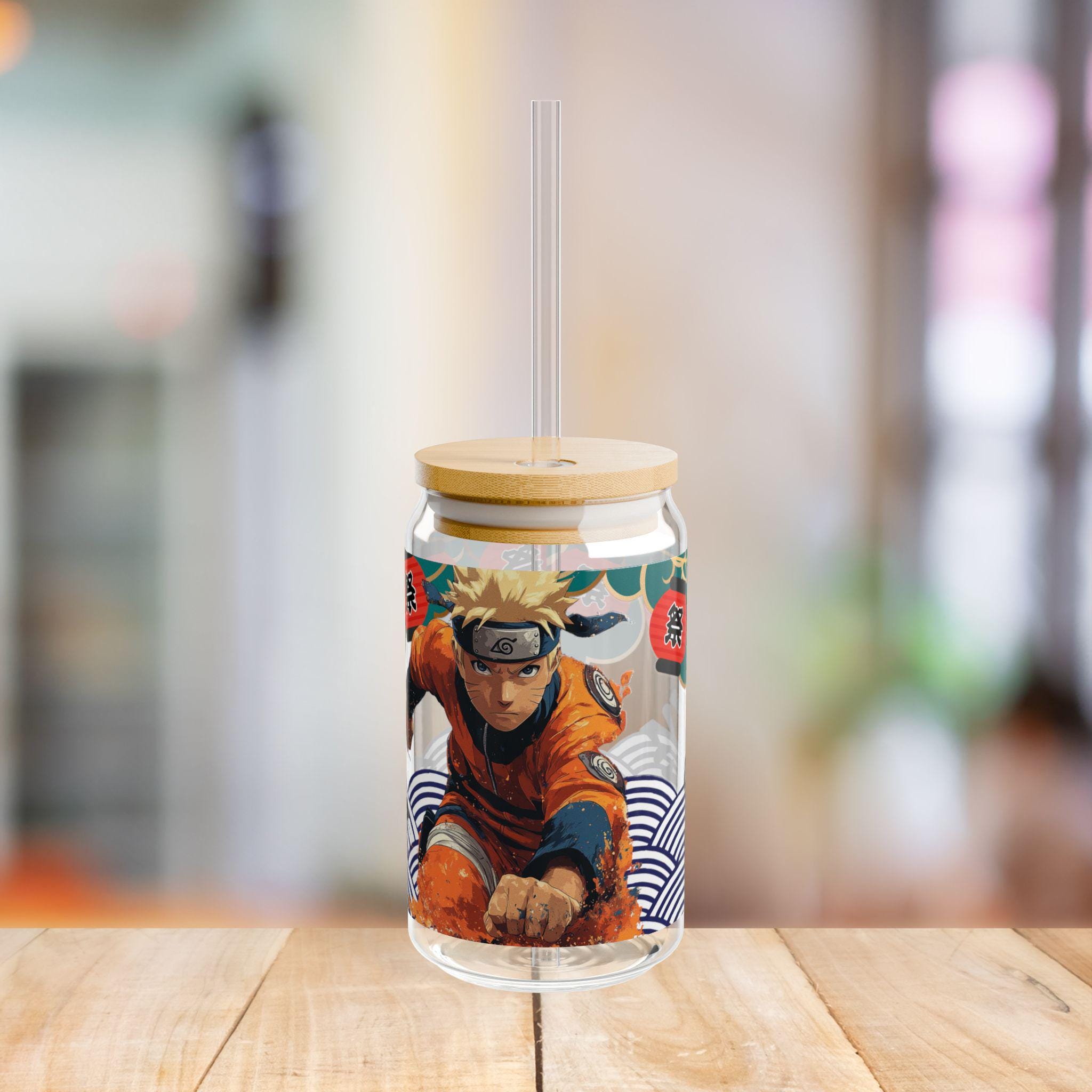 Ninja Anime Sipper Glas, Hidden Village Ninja Warrior Design, Perfektes Anime Fan Geschenk, 16oz, Japanisches Anime Liebhaber Geschenk, Naruto Fan Tasse,