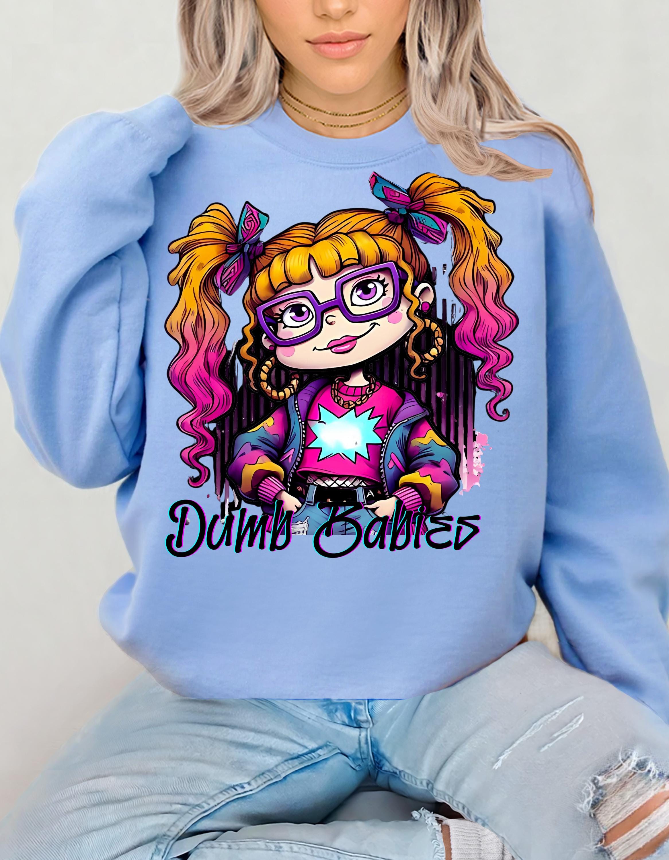 90er Kid Parodie Sweatshirt, Angelic Mean Kid 2000s Tv Crewneck, Dumb Babies Jumper, Unisex Pullover, Geschenk für 90er TV Fans, lustige TV Show