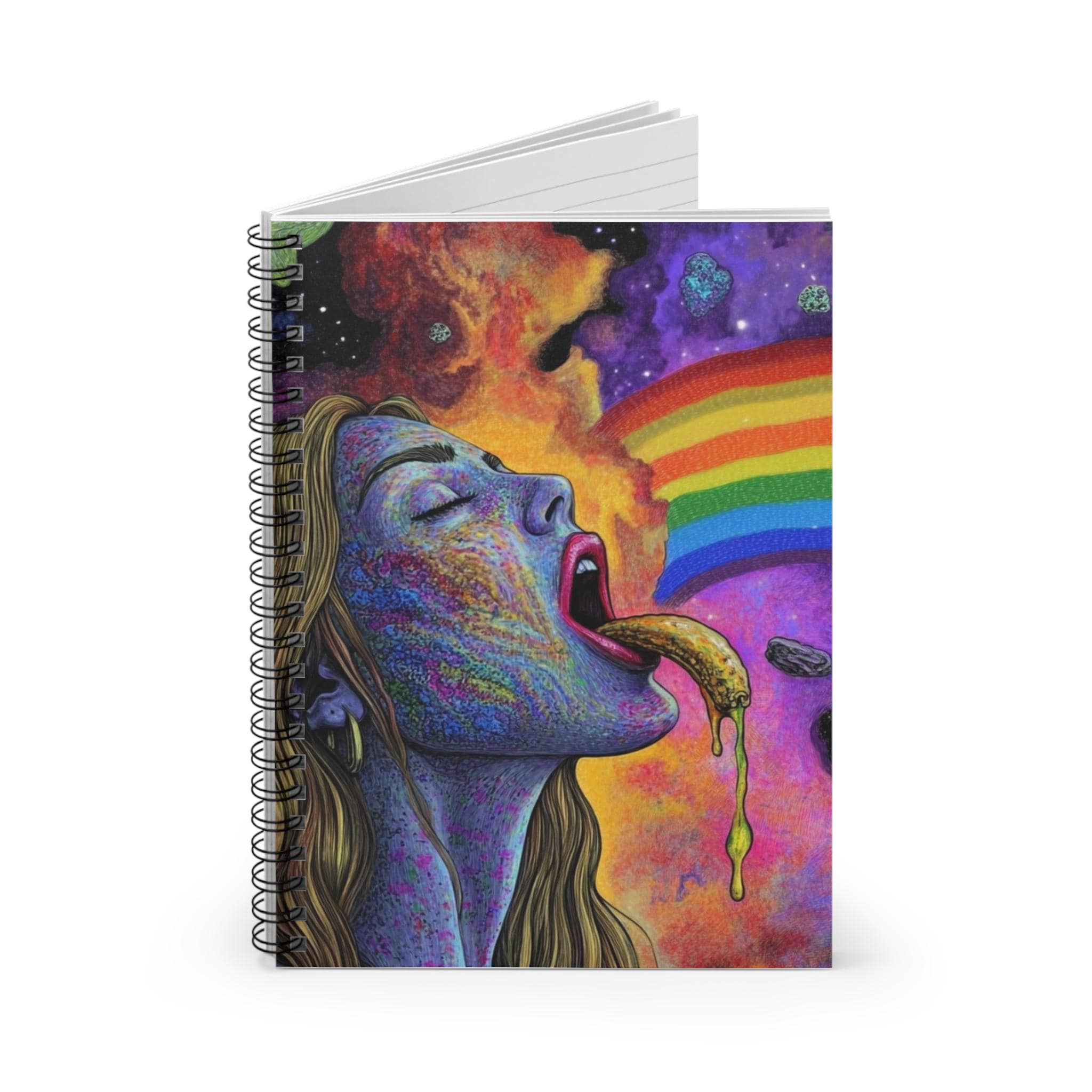 Spiral Notebook - Ruled Line, Colorful Rainbow Acid Trip Journal, Psychedelic Writing Notebook, Trippy Sketchbook, Vibrant Diary for