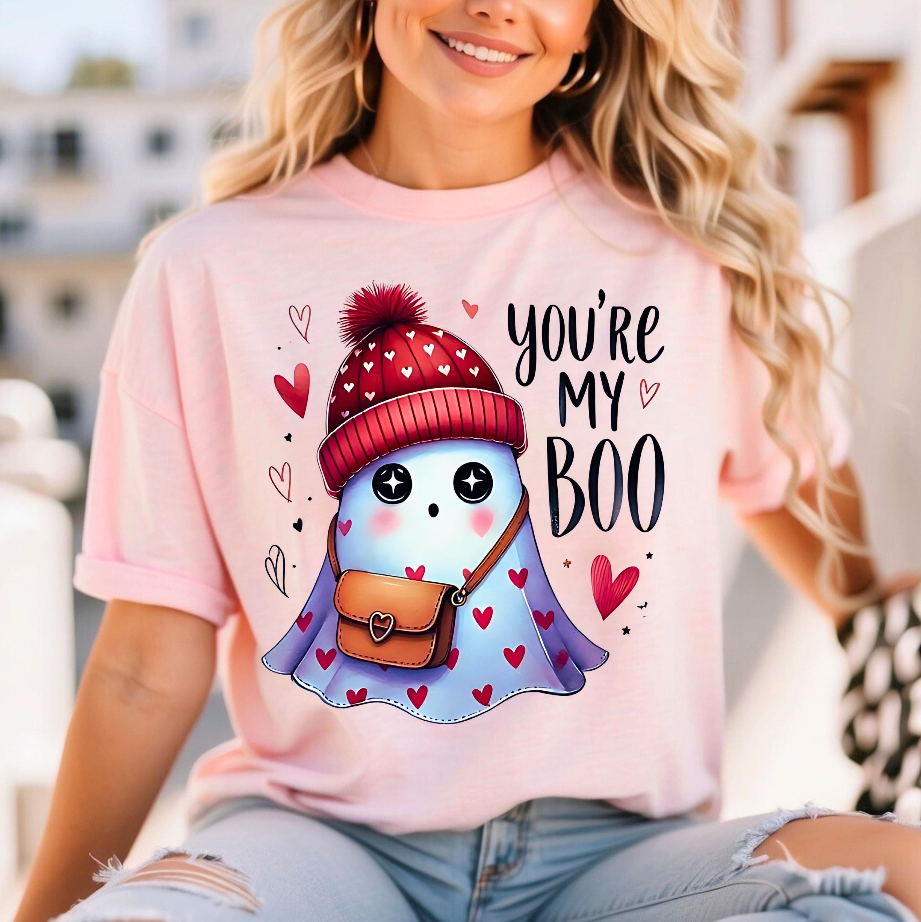 Personalisierbares Be My Boo Unisex T-Shirt, Geister Valentinstag T-Shirt, Halloween Grafik Shirt, Süßes Geschenk für Paare, Gruselige Kleidung