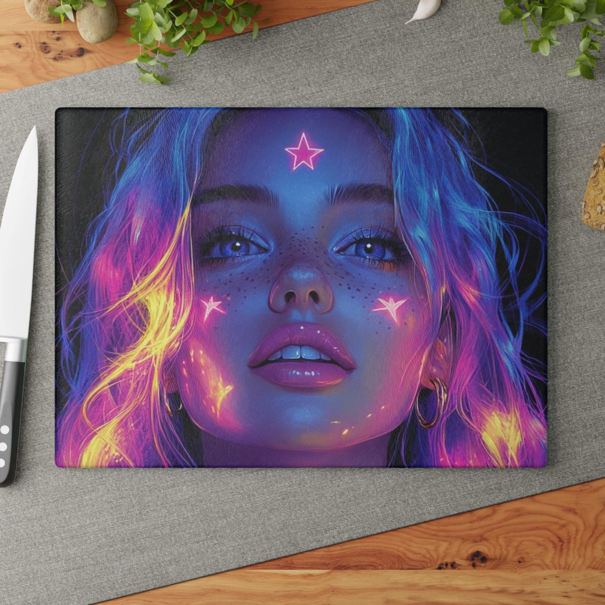 Neon Glam Cutting Board - Jem Inspired, Bold & Colorful Kitchen Essential