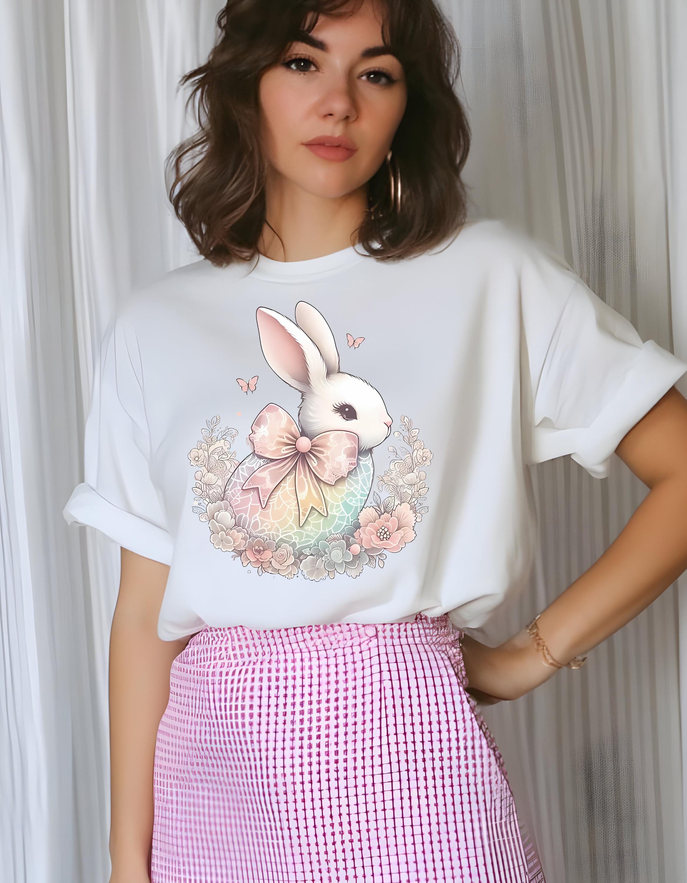 Cute Bunny Easter Tee - Unisex Heavy Cotton Shirt for Spring Celebrations, Egg Hunt, Holiday Gift, Casual Wear