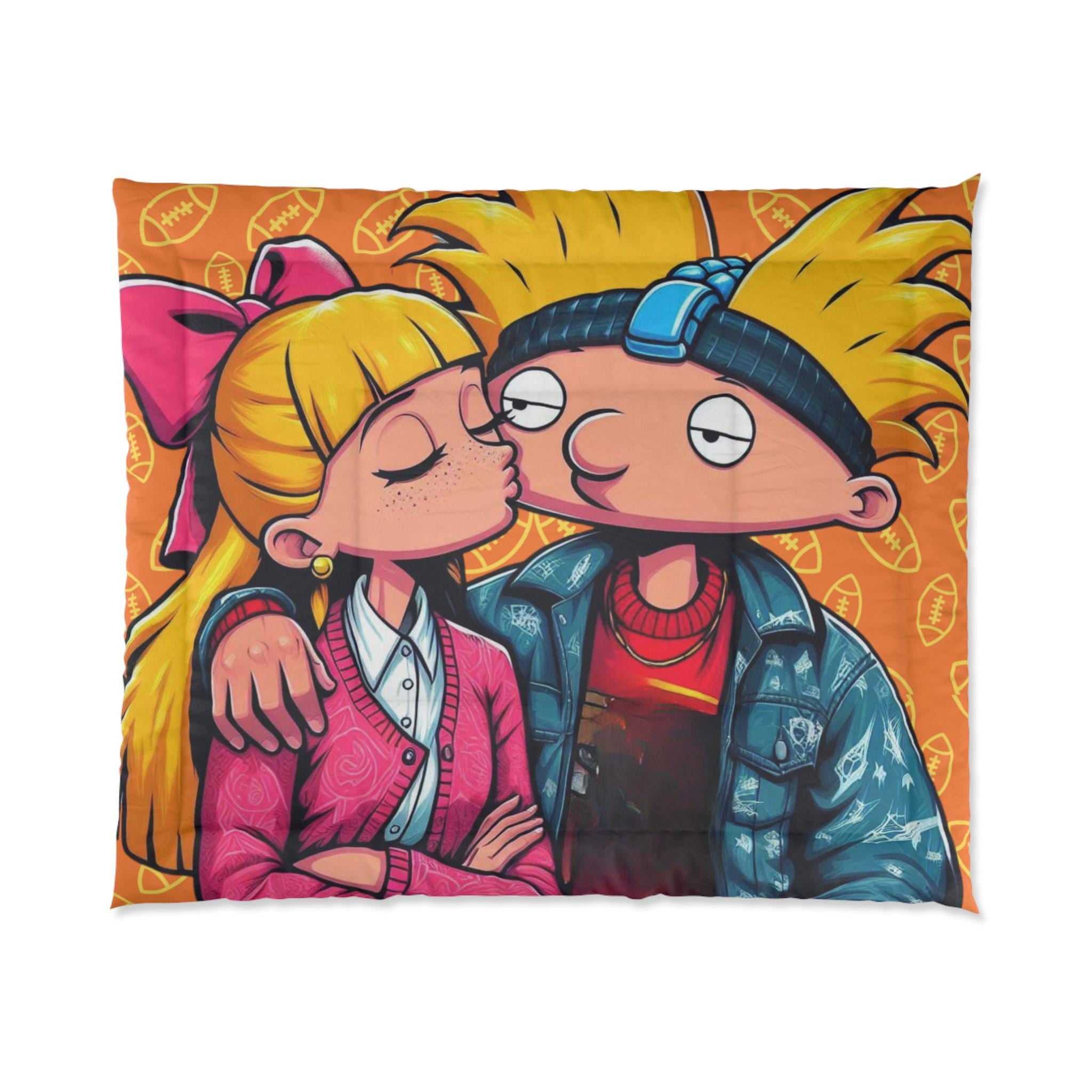 Personalizable Arnold and Helga Parody Blanket - Cozy and Fun Cartoon-Inspired  Comforter