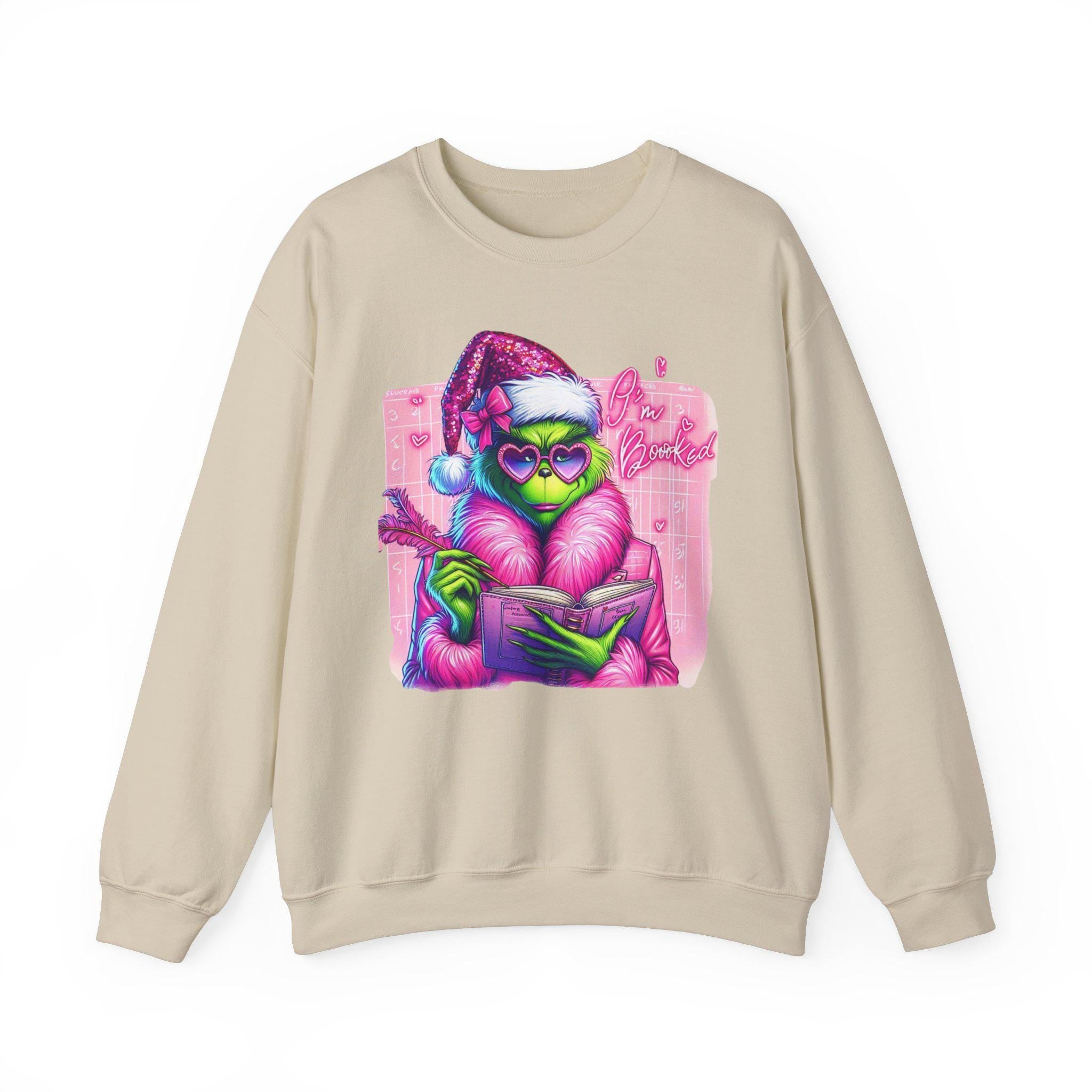 Personalizable Im Booked Grinch bojuee Sweatshirt - Pastel Holiday Apparel