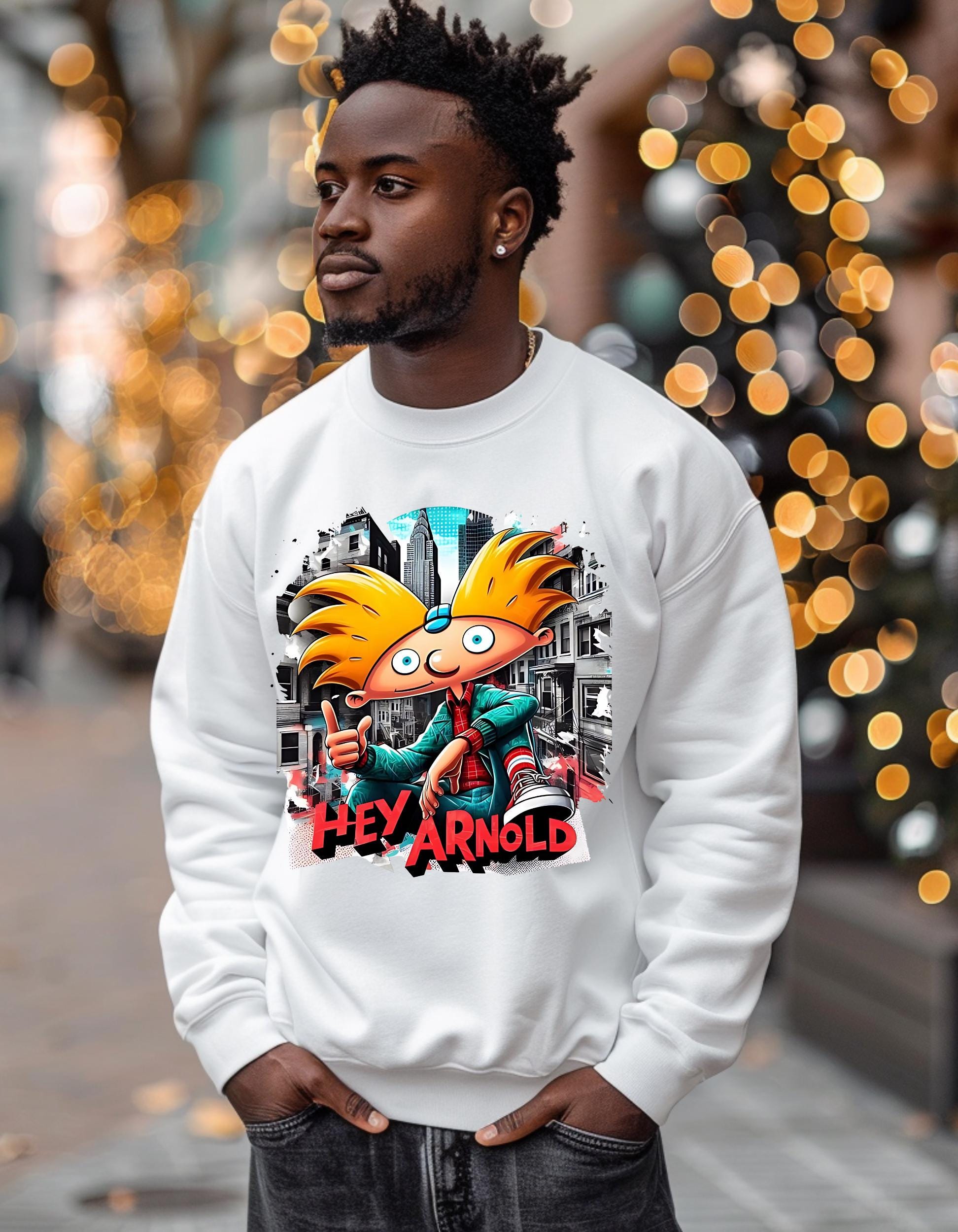 Personalizable Sweatshirt, '90s Parody Football Head Cartoon, Fun Retro Vintage Design, Men Women Tee, Hip Hop Urban Streetwear