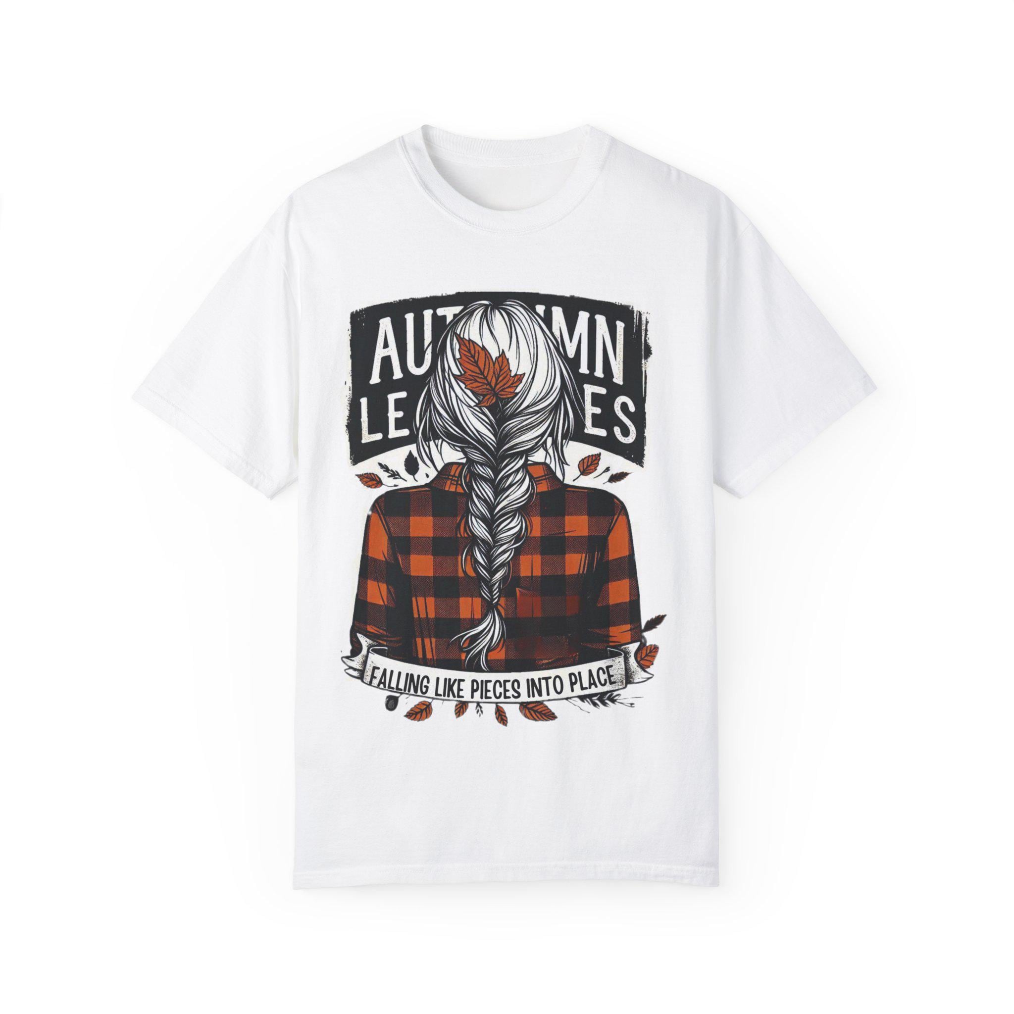 Personalizable Autumn Leaves Plaid Braid Graphic Tee - Embrace Fall Fashion to