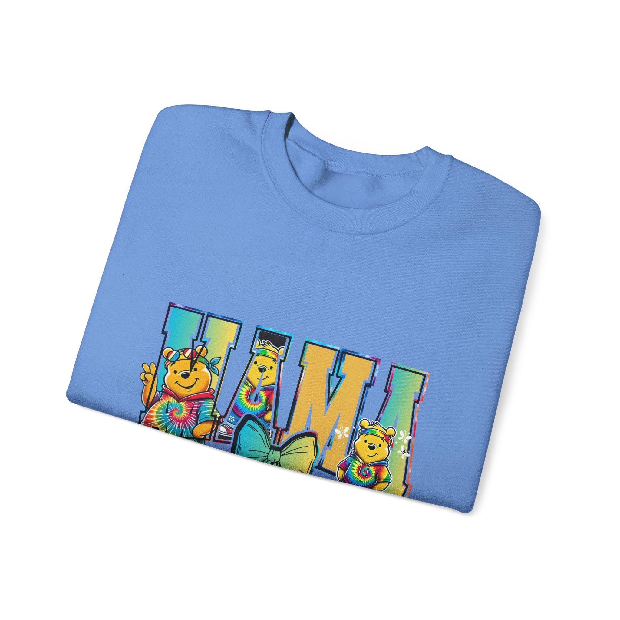 Personalisierbares Tie Dye Mama Winnie The Pooh Mom Shirt Unisex Sweatshirt, Crewneck Pullover, Geschenk für Sie, Muttertagsgeschenk, Familienoutfit