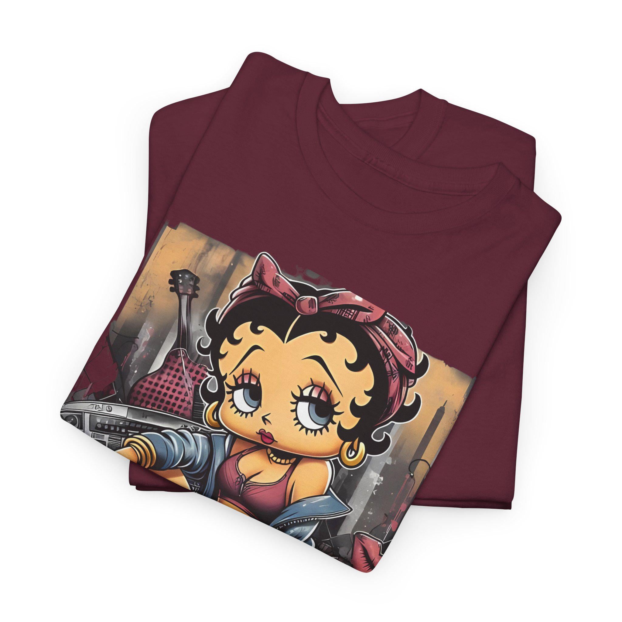 Betty Boop Urban Streetwear Unisex T-Shirt, Grafikdruck T-Shirt, Retro Cartoon Top, Cooles Vintage Style Shirt, Hip Hop Fashion Apparel