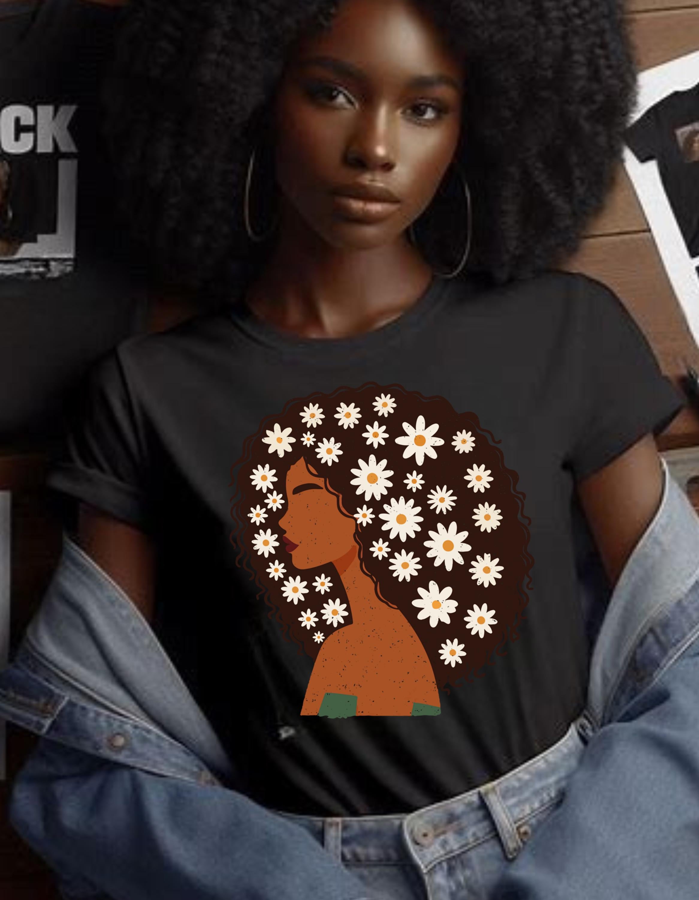 Black History Afro Daisy Unisex Tee, Black Crown Flowers Shirt, African American Gift, Ethnic Pride T-Shirt, Melanin Queen Top, Social