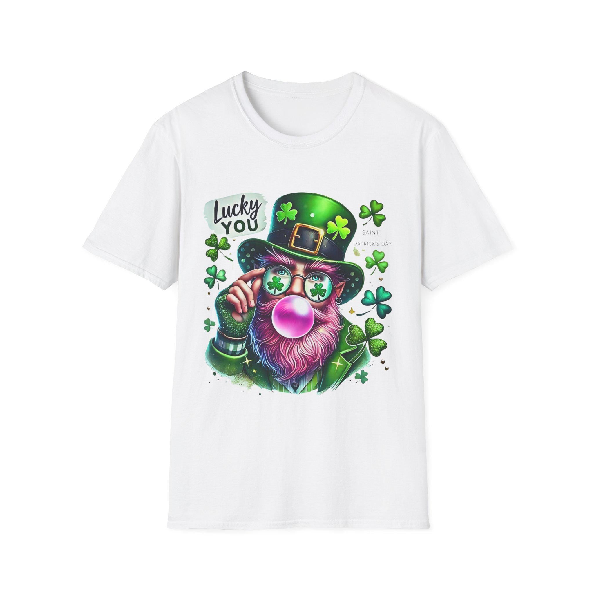 Personalizable Leprechaun Bubble Gum T-Shirt, St Patrick's Day Tee, Lucky You Quote Clothing, Irish Holiday Apparel, Shamrock Day Shirt