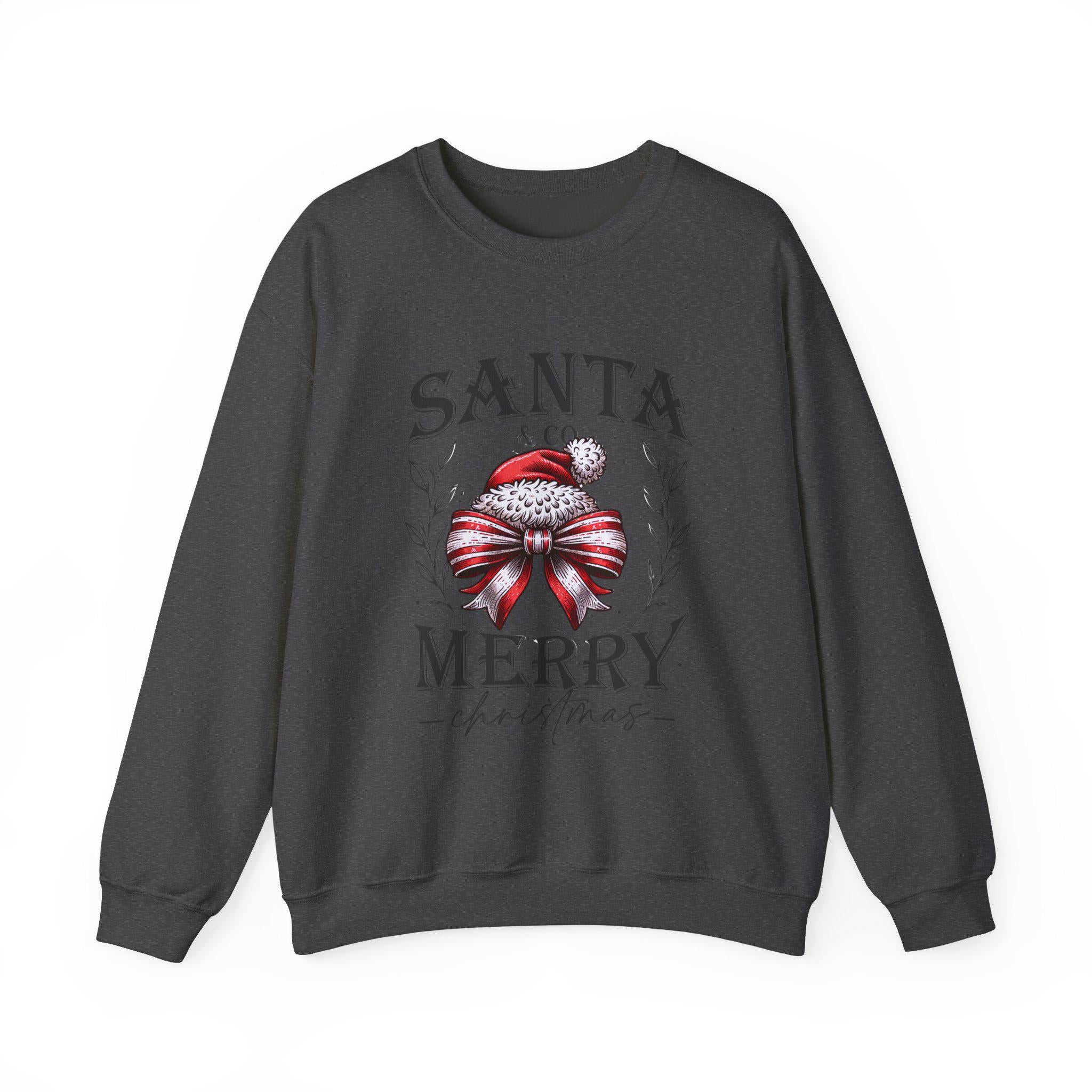 Personalisierbares Weihnachtsmann-Weihnachtsschleifen-Sweatshirt, Weihnachtsshirt, Weihnachtspullover, Festlicher Pullover, Weihnachtspullover