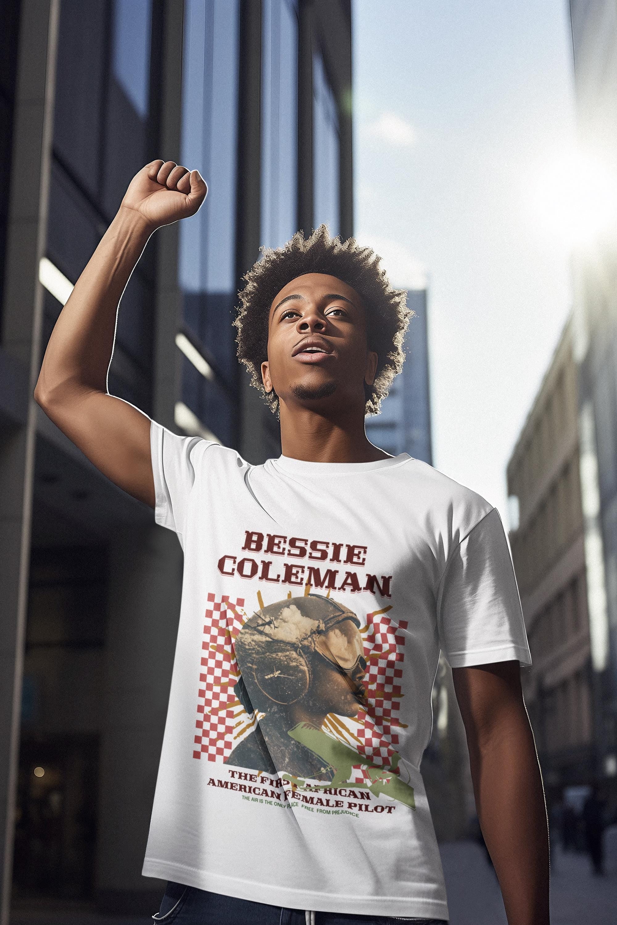 Bessie Coleman Black History Unisex T-Shirt, Afroamerikanisches Pilotenshirt, Black History PNG Shirt, Historisches T-Shirt für Luftfahrtbegeisterte,