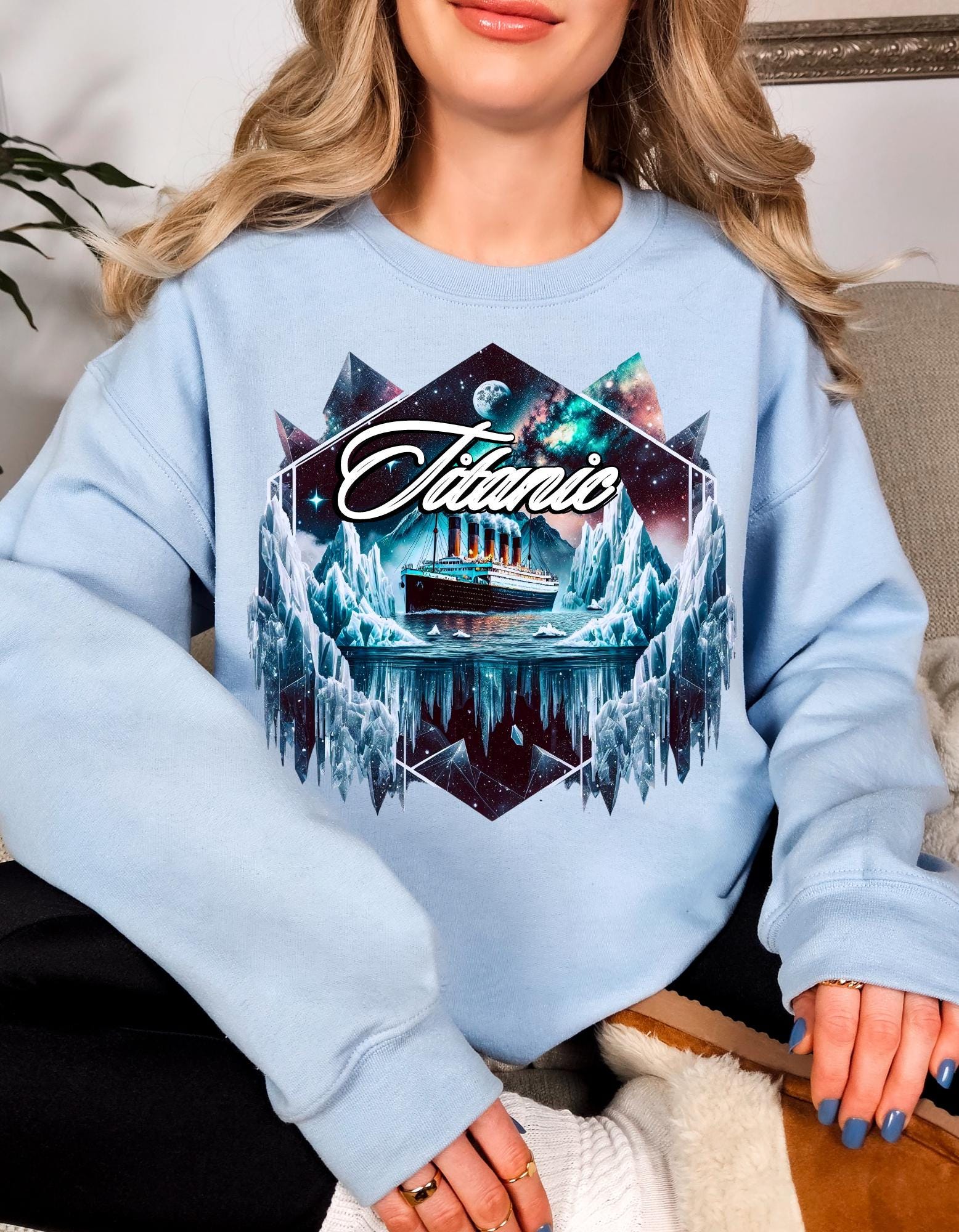 Galaxy Titanic Crewneck Sweatshirt - '90s Movie Inspired Gift, Celestial Pullover Jumper, Space Lover Present, Unisex Galaxy Sweatshirt,