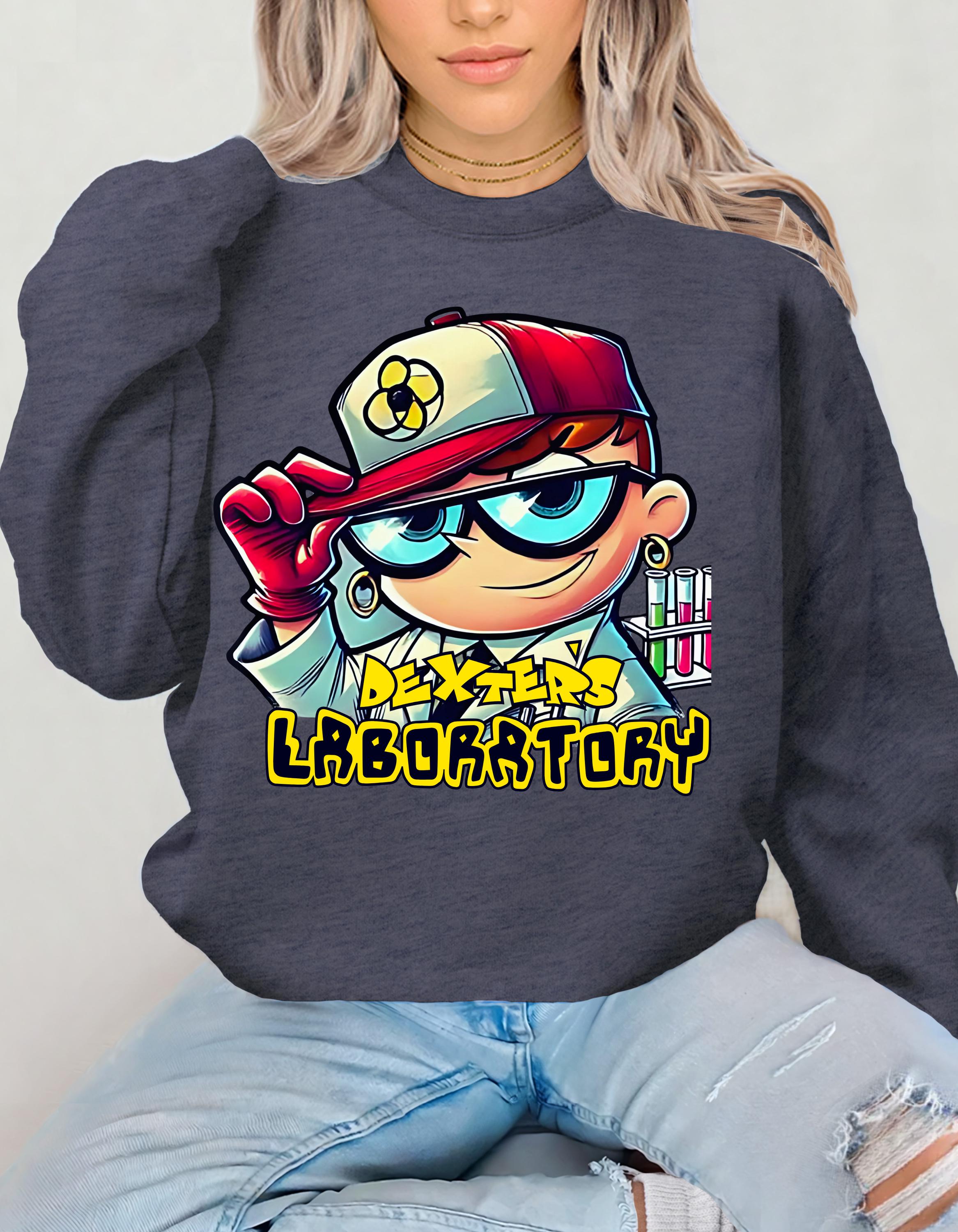 Dexter Parodie Sweatshirt, 90er TV Show Grafik Pullover, Nerd Lab Crewneck, Unisex Heavy Blend Pullover, Lustiges Geek Sweat Top, Geschenk für Sci-Fi