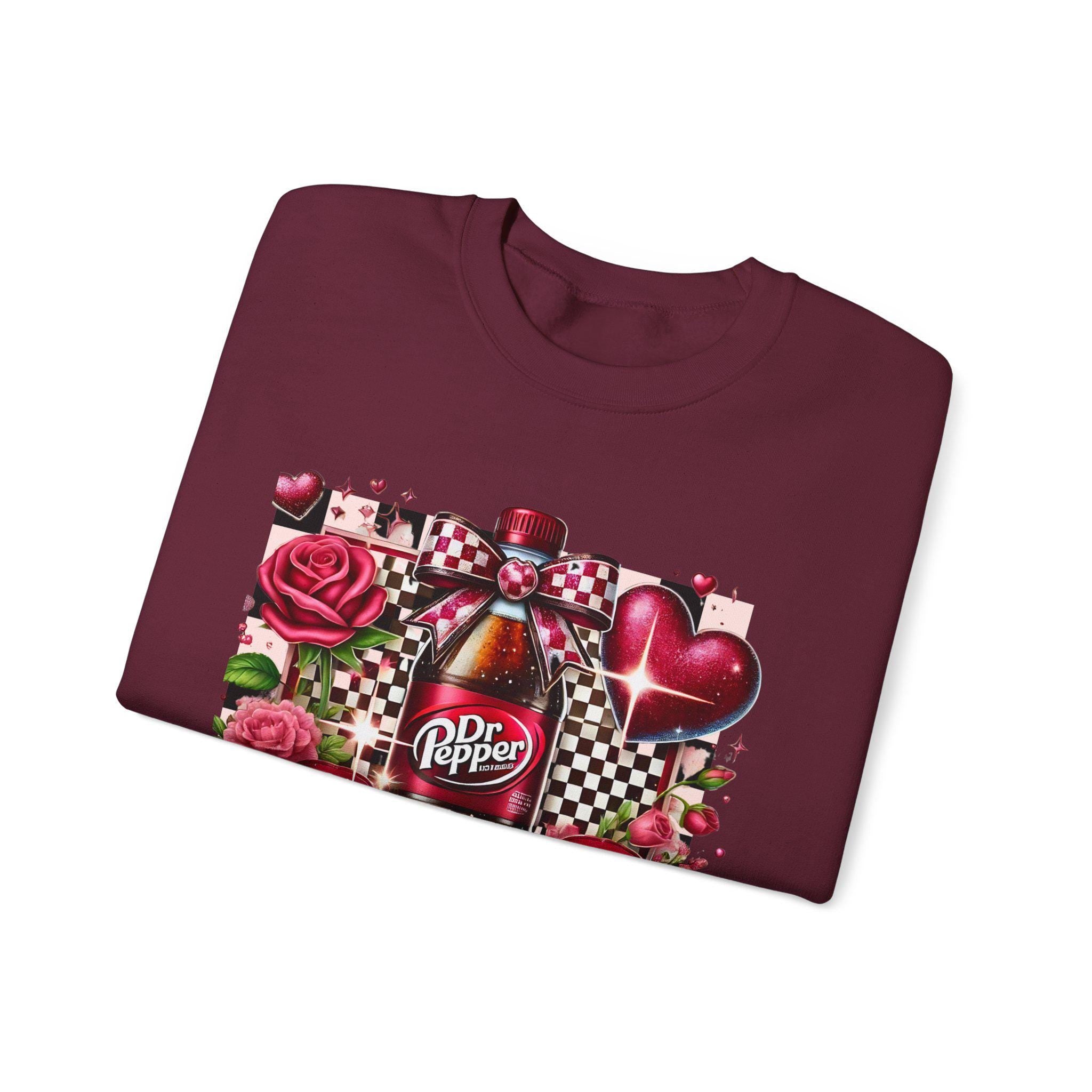 Personalizable Valentines Day Coquette Unisex Sweatshirt, Dr Pepper Lover Gift, Comfy Crewneck Jumper, Romantic Apparel