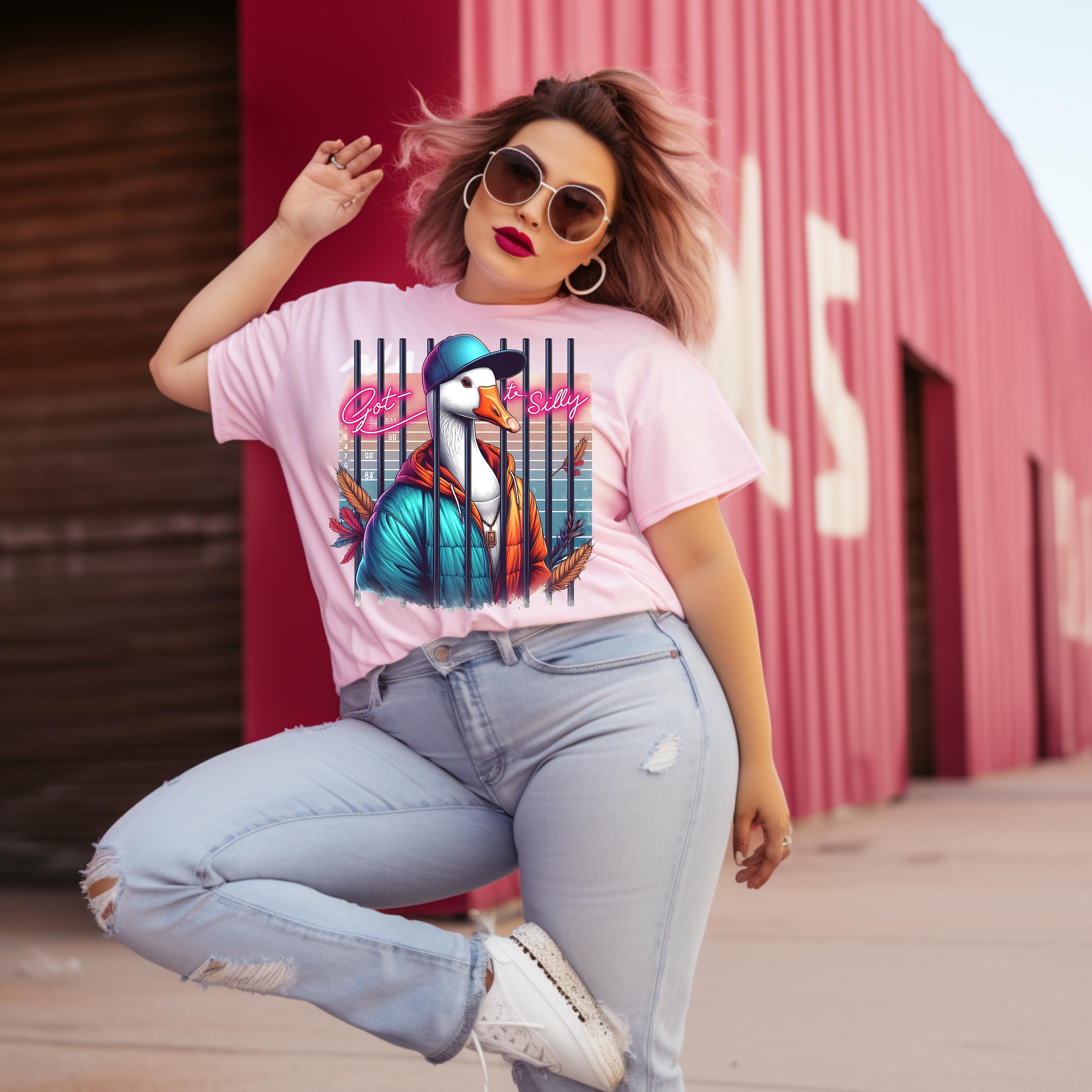 Neon Silly Goose Unisex Heavy Cotton T-Shirt - 90er Jahre inspiriertes lustiges männliches Frauenshirt, Silly Goose Geschenk, Crazy Duck Tee, Vintage Animal Shirt,