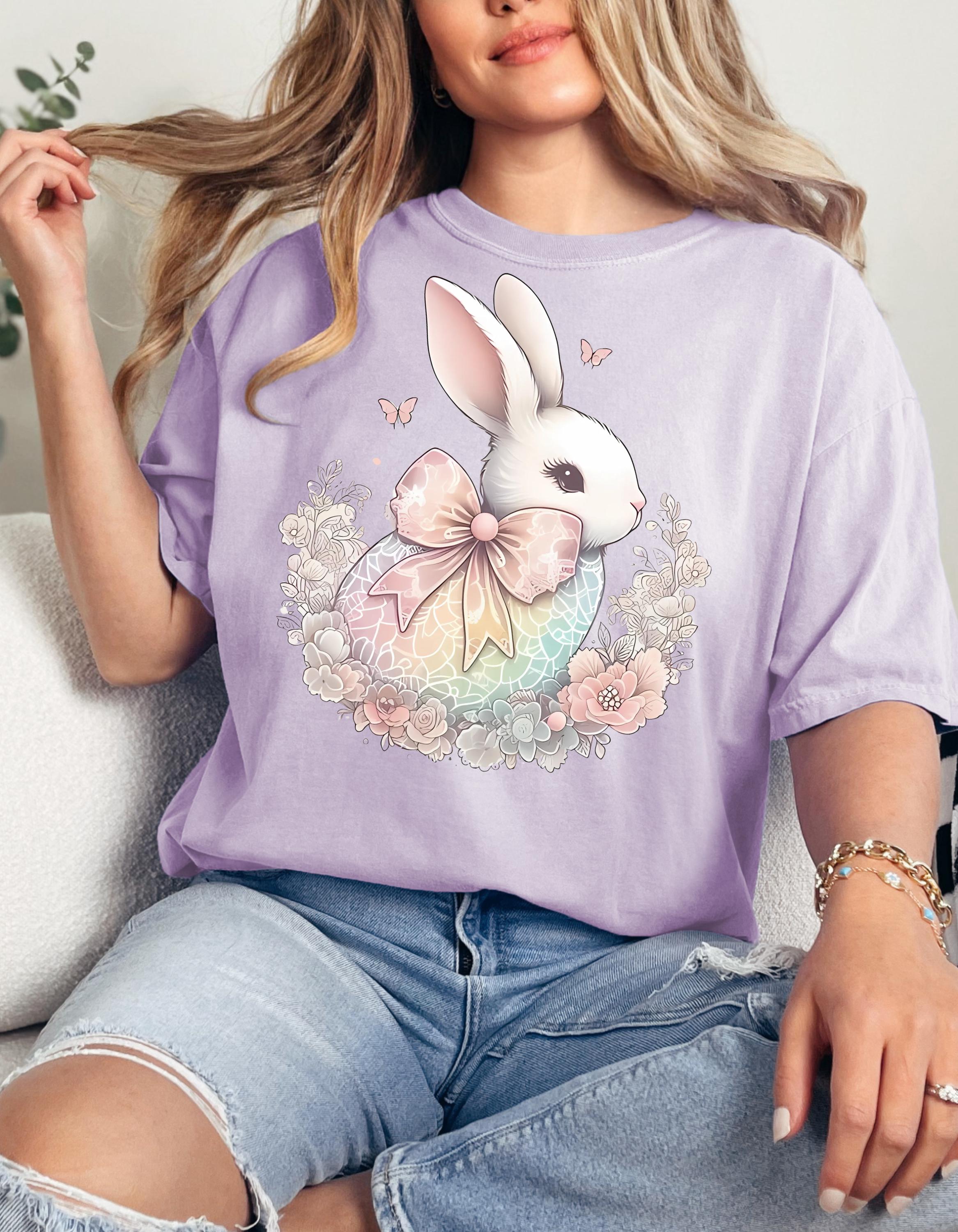 Cute Bunny Easter Tee - Unisex Heavy Cotton Shirt for Spring Celebrations, Egg Hunt, Holiday Gift, Casual Wear