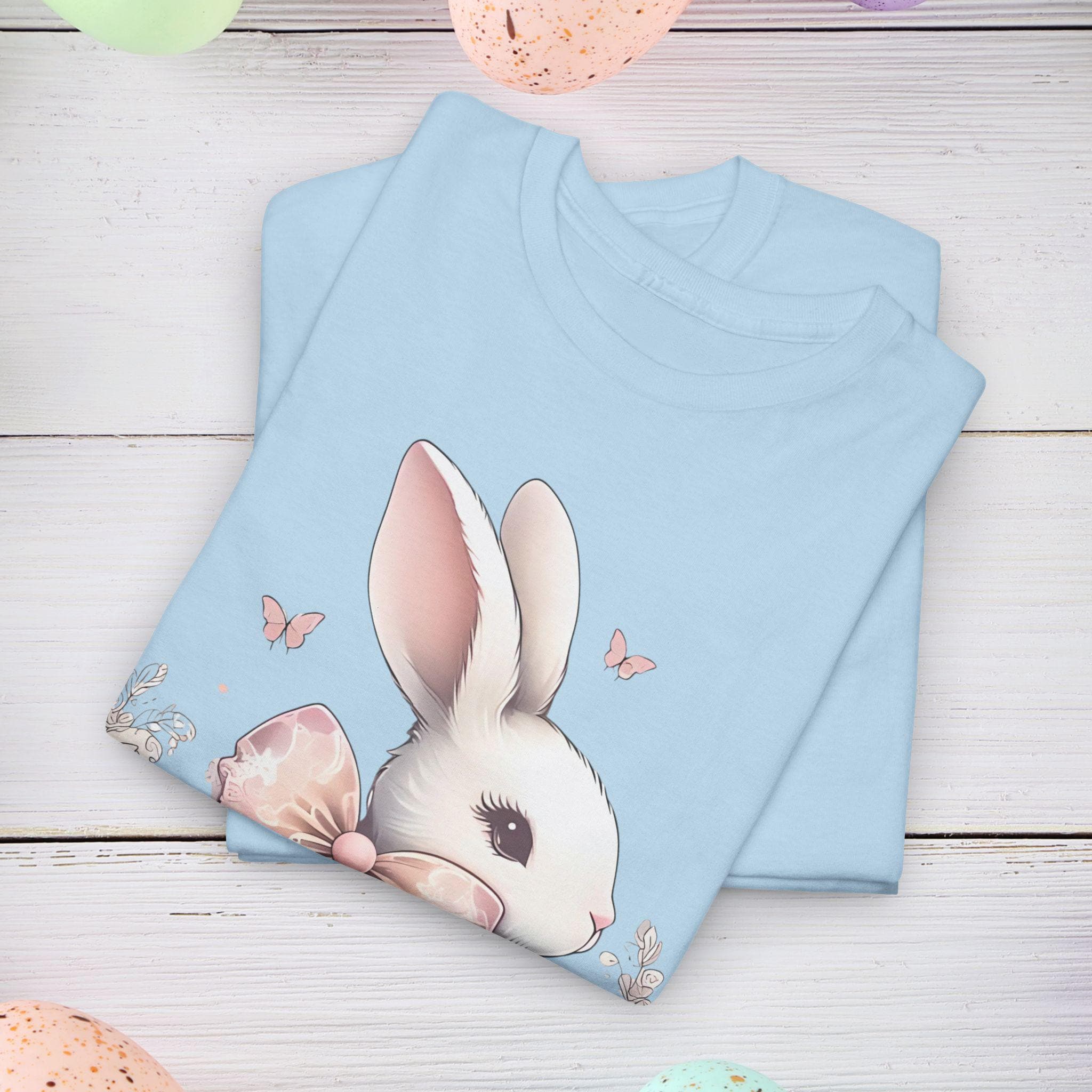 Cute Bunny Easter Tee - Unisex Heavy Cotton Shirt for Spring Celebrations, Egg Hunt, Holiday Gift, Casual Wear