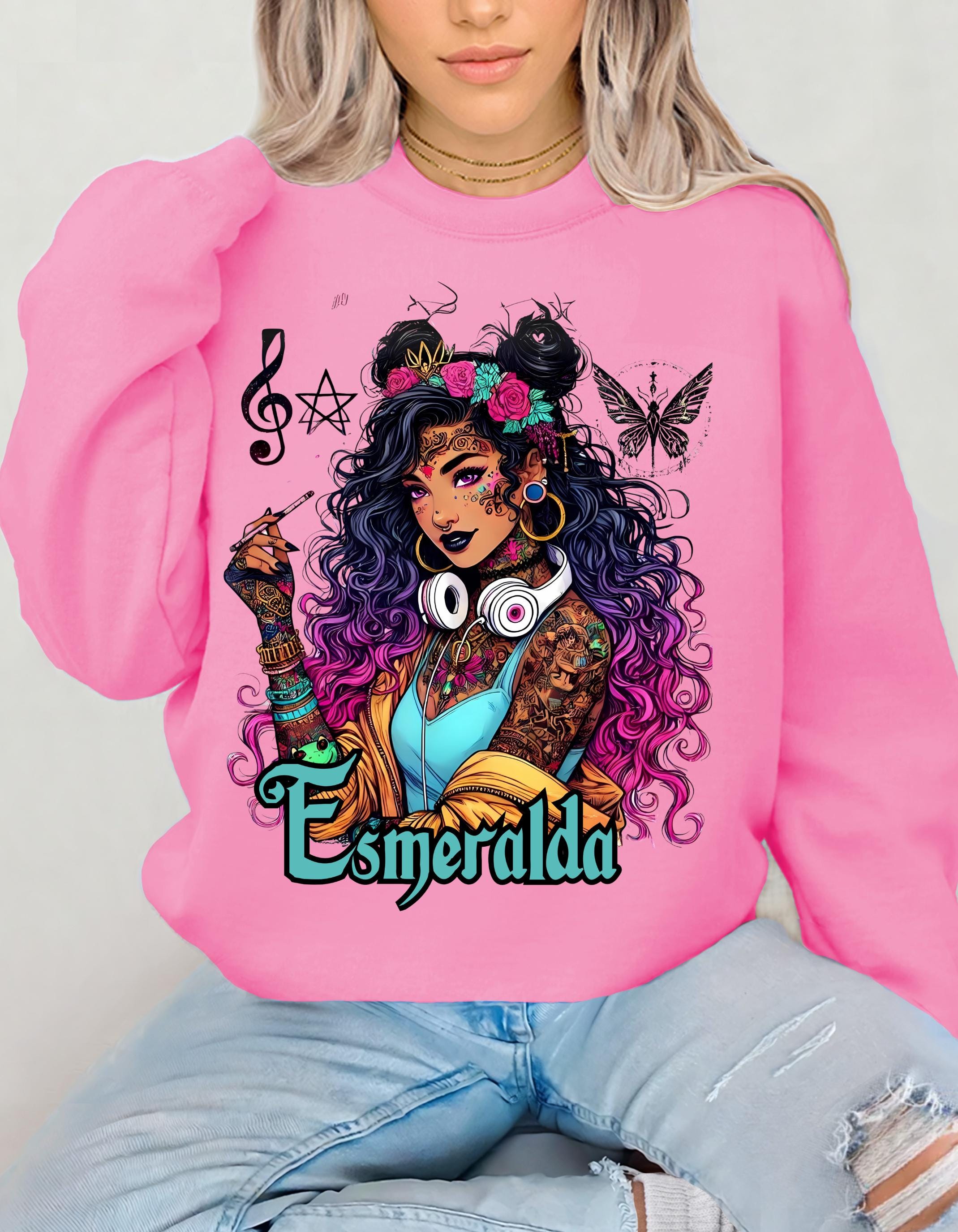 Esmeralda Gypsy Mystic Sweatshirt, Boho Crewneck Jumper, Hippie Pullover, Crystal Healing Top, Festival Clothing, Tarot Card Reader Shirt