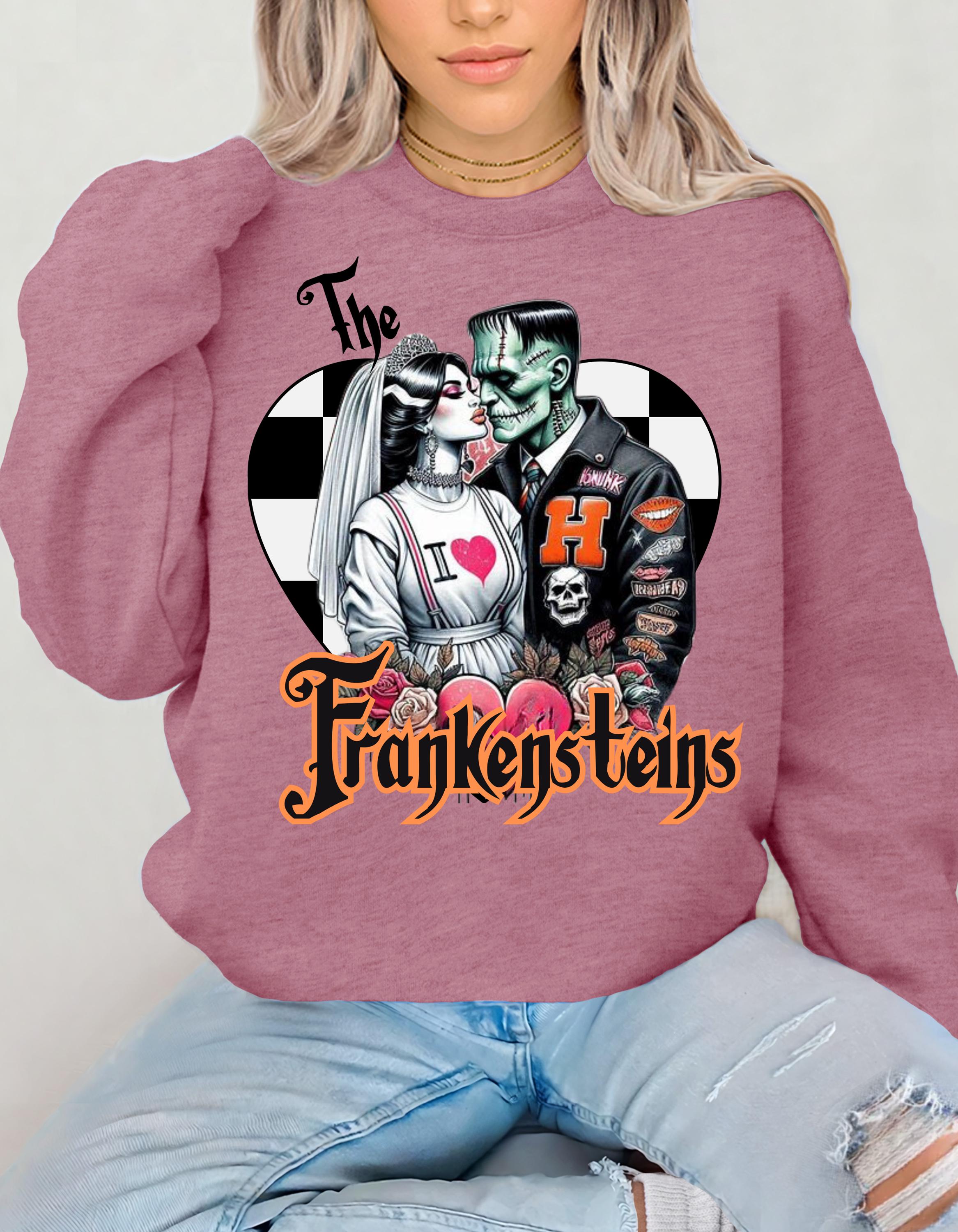 Frankenstein's Love Crewneck Sweatshirt, Horror Valentines Gift, Urban Valentine Shirt, Monster Romance Jumper, Spooky Gothic Apparel