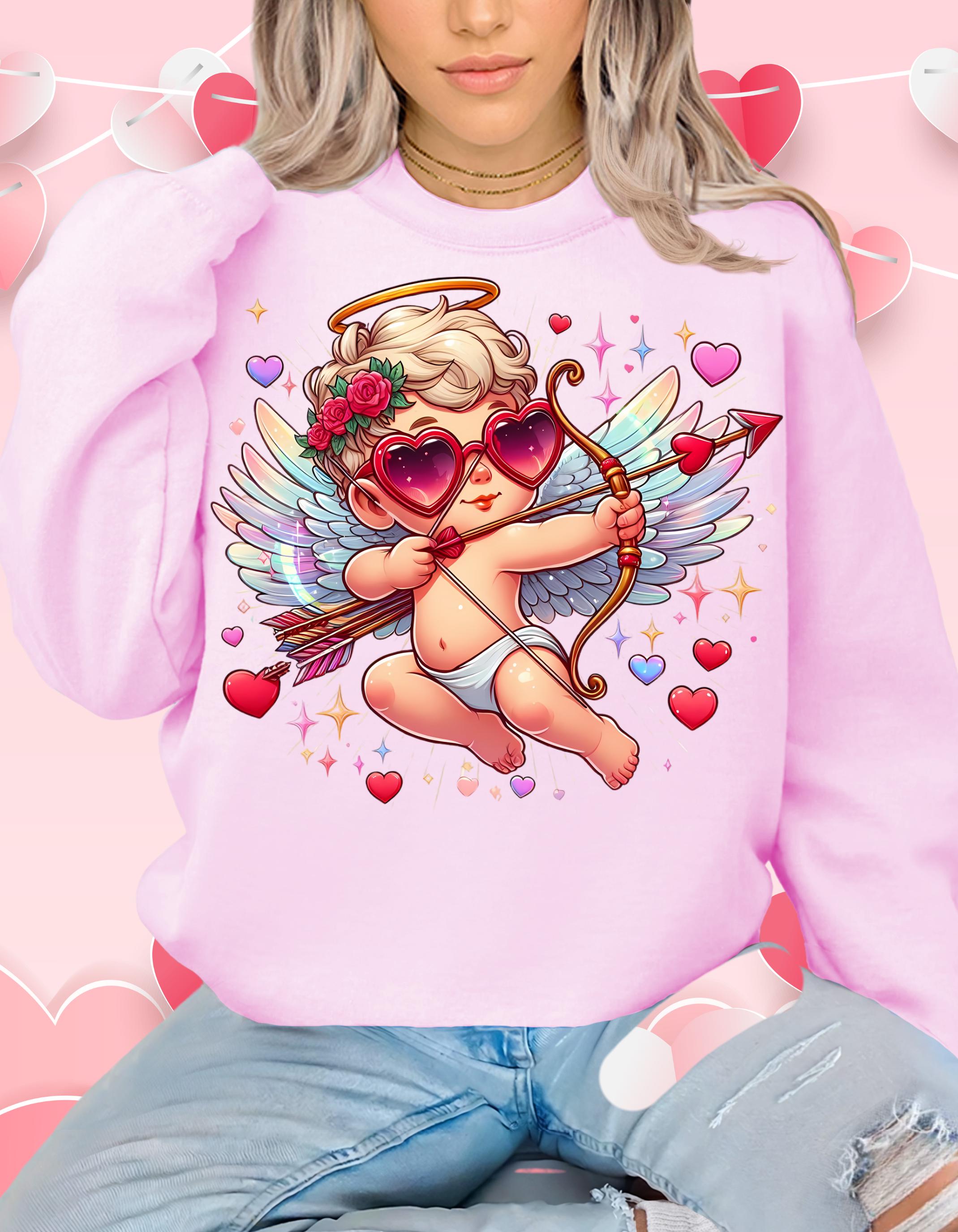 Cupid Arrow Sweatshirt, Valentinstag Party Shirt, Valentinstag Geschenk, Unisex Crewneck, Love Cupid Pullover, Herz Design Pullover