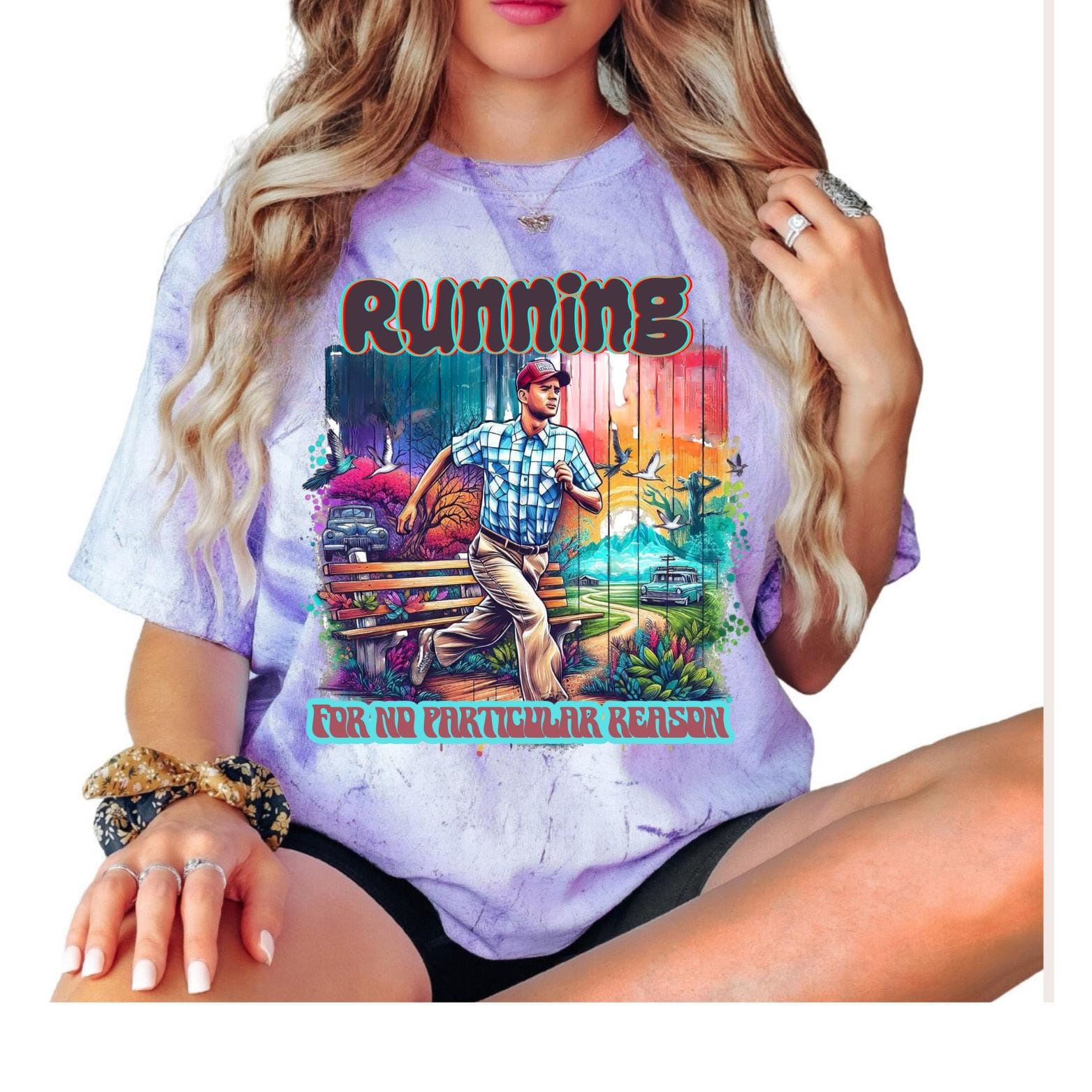 Vibrant 90s movie inspired  running Tee - Color Blast Design - Unisex - Comfortable Cotton - Iconic Movie Tribute - Unique Gift Idea