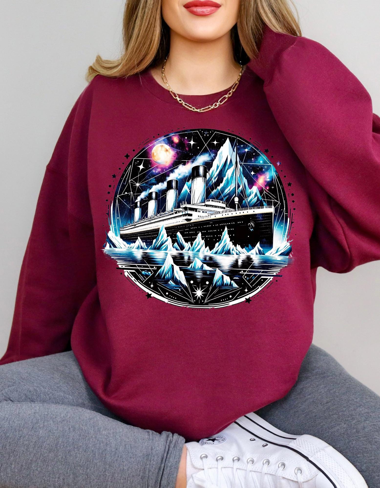 Personalizable Cosmic Galaxy Titanic Sweatshirt, Space Gift, Nebula Present, Astronomy Clothing, Celestial Jumper