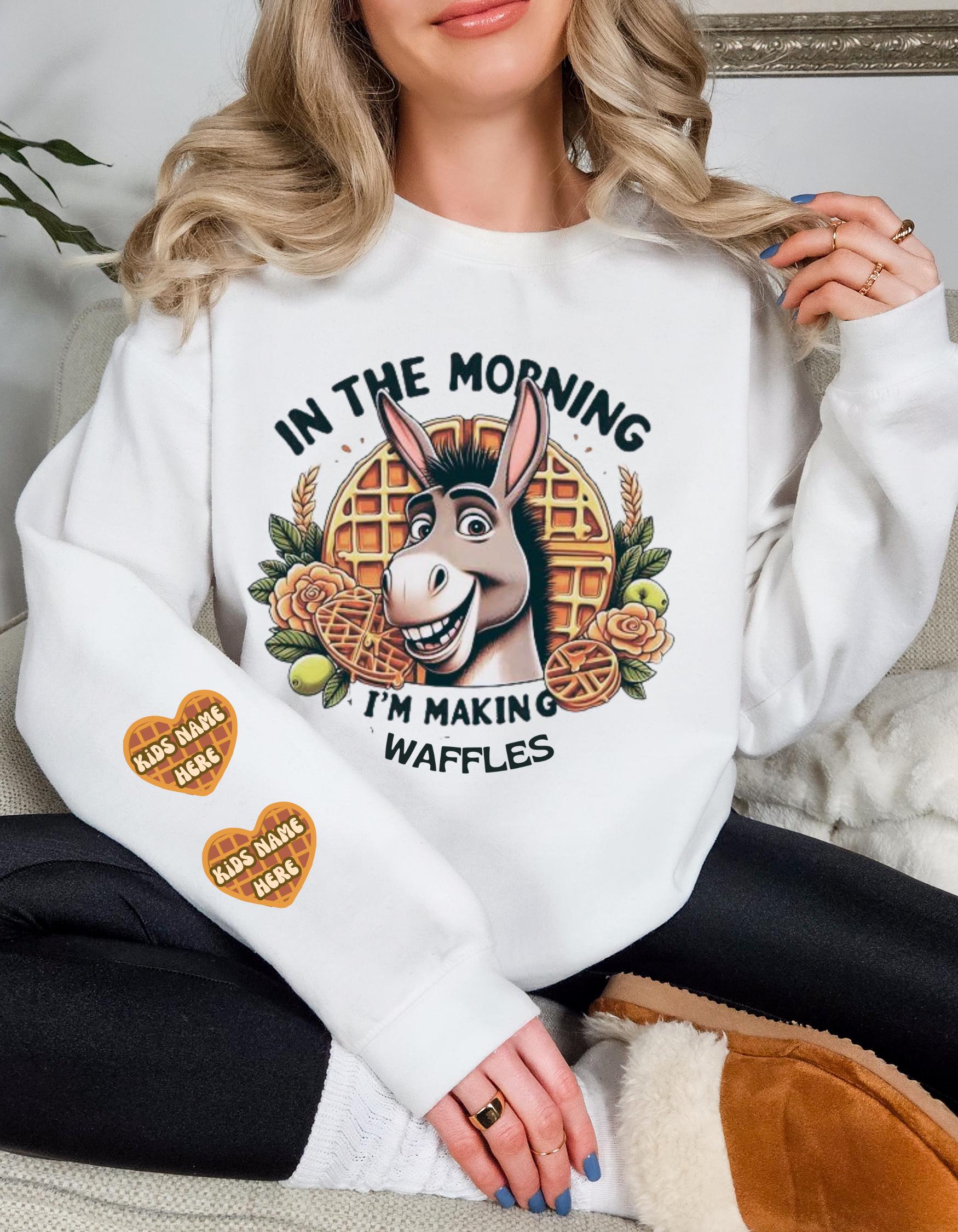 Morning Waffles Donkey Sweatshirt - Fun and Cozy Cartoon Apparel