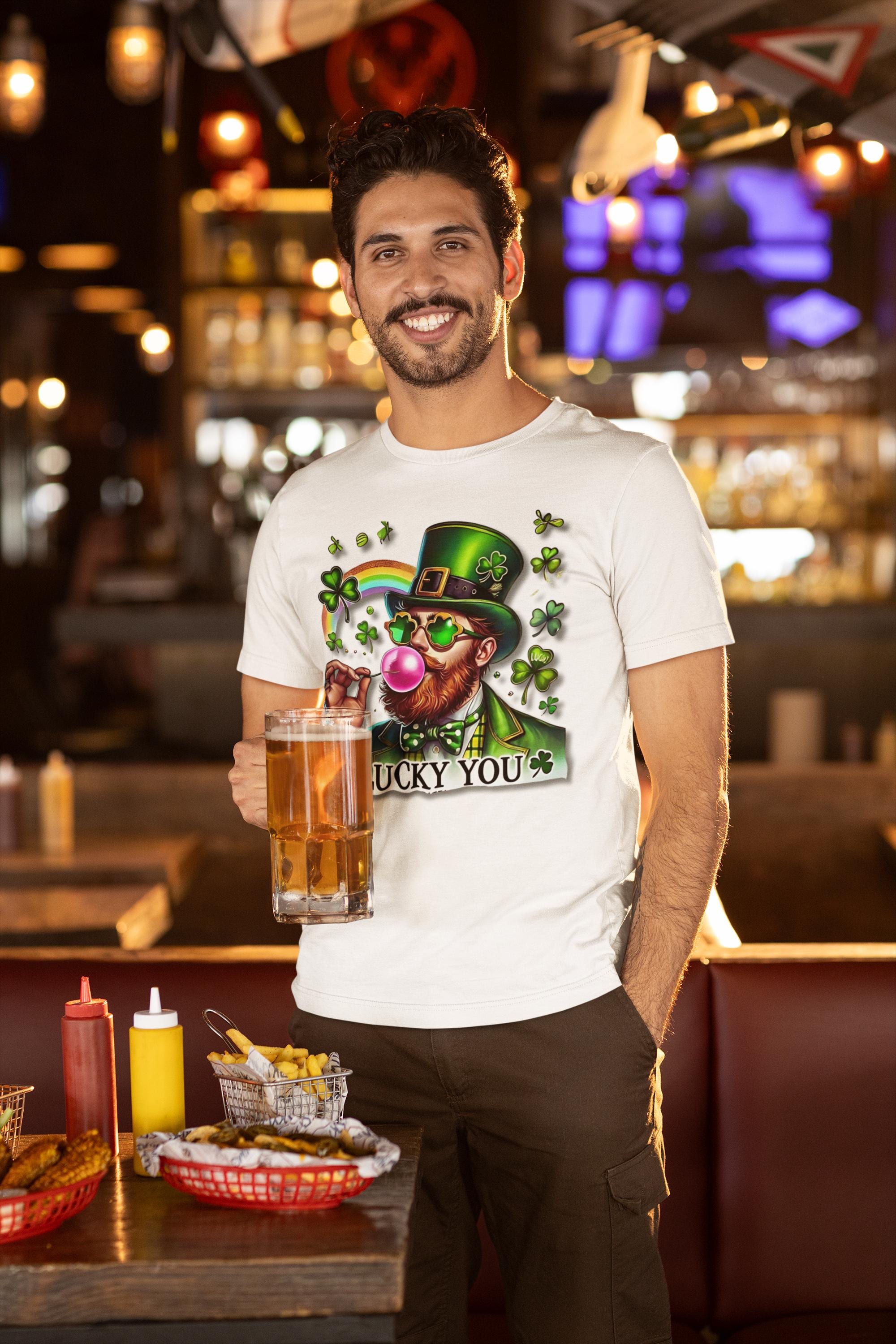 St Patrick's Day Leprechaun Bubble Gum Unisex Softstyle T-Shirt - Lucky Charm Tee, Irish Green Tshirt, Shamrock Top, March 17 Shirt, St