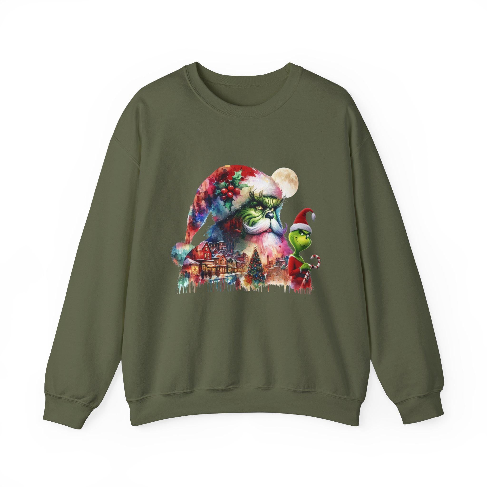 Double Exposure Grumpkin Christmas Crewneck Sweatshirt - Lustiger Weihnachtspullover, Unisex Winterpullover, Festliches Weihnachtspullover, Cool