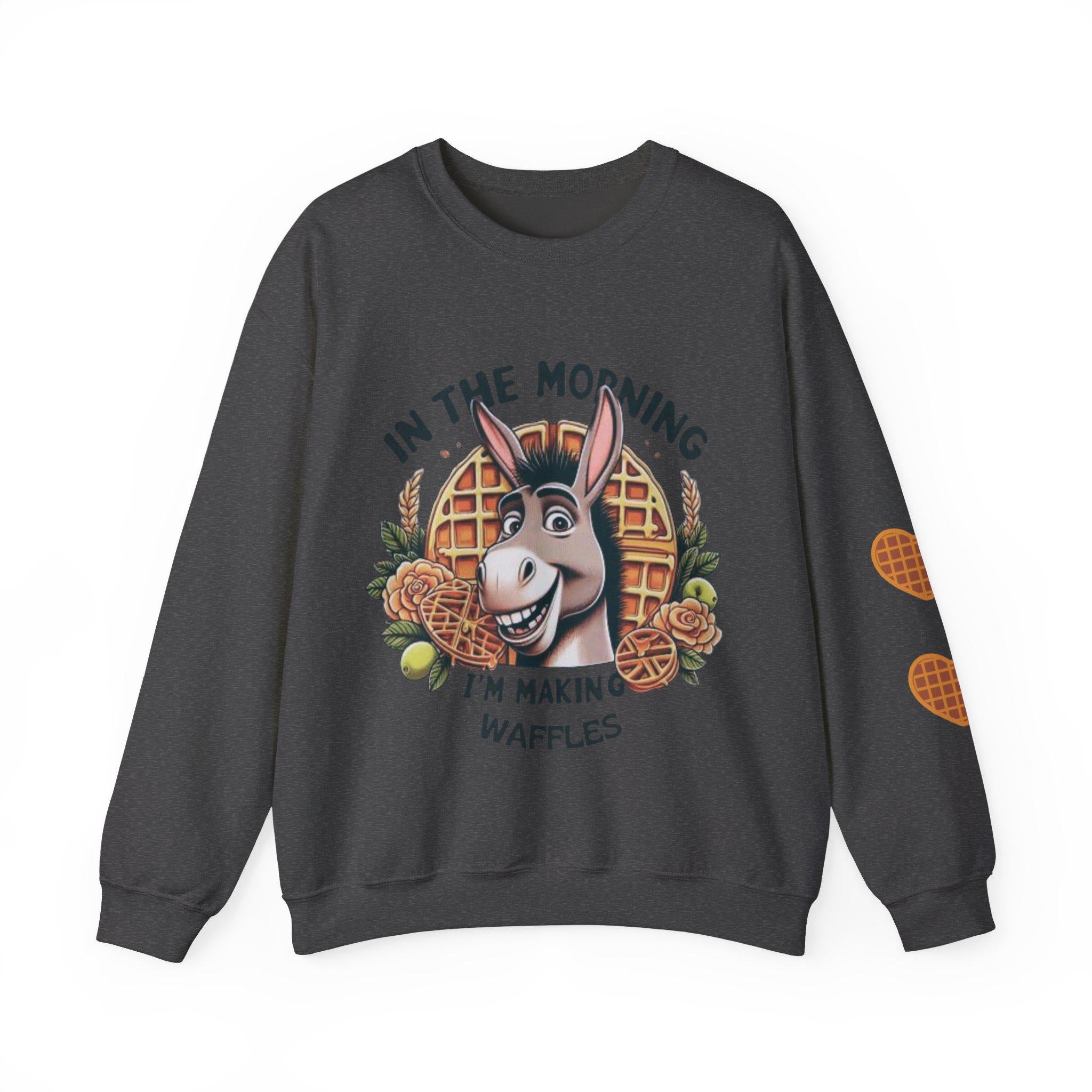 Morning Waffles Donkey Sweatshirt - Fun and Cozy Cartoon Apparel