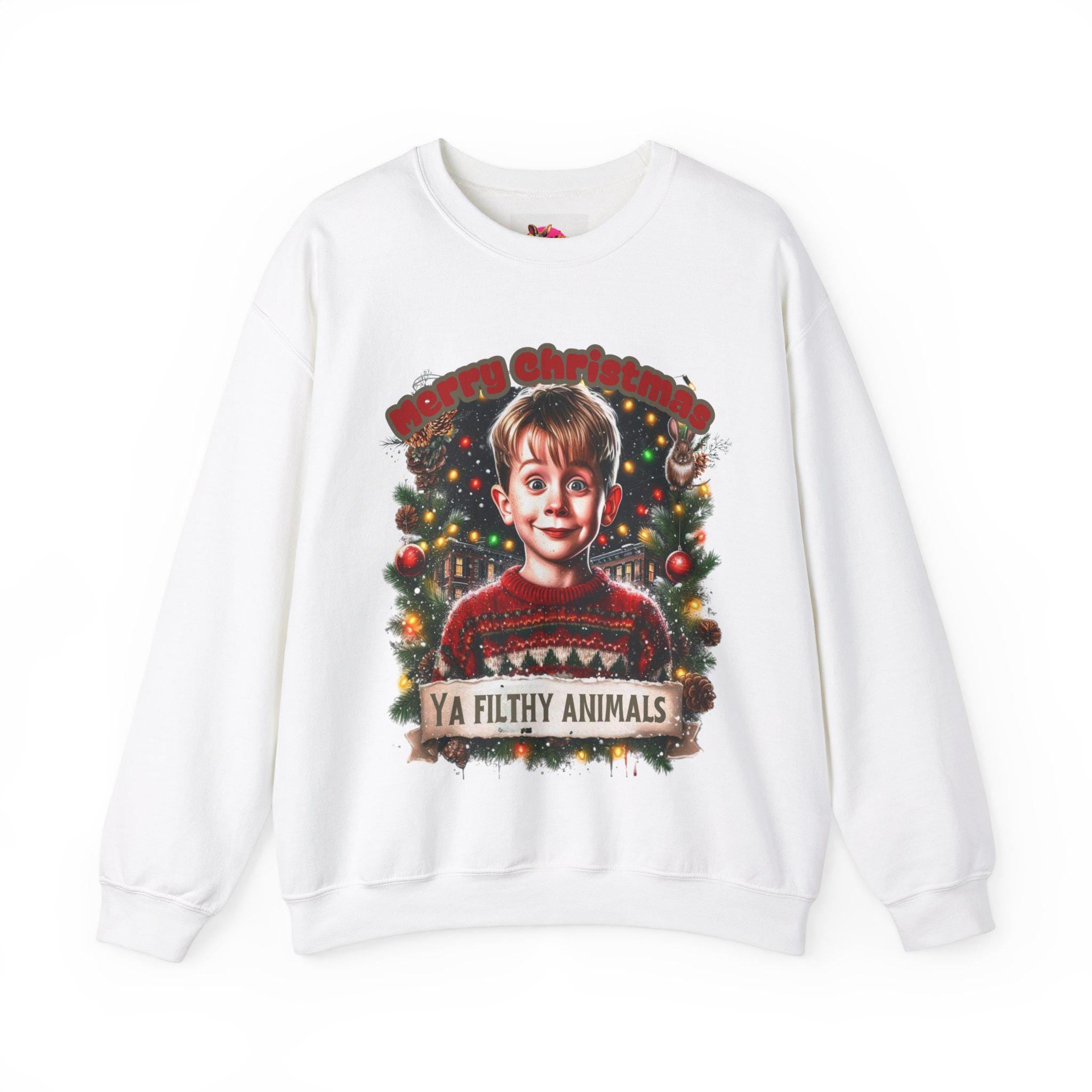 Personalizable Merry Christmas Ya Filthy Animal Sweatshirt - Home Alone Parody