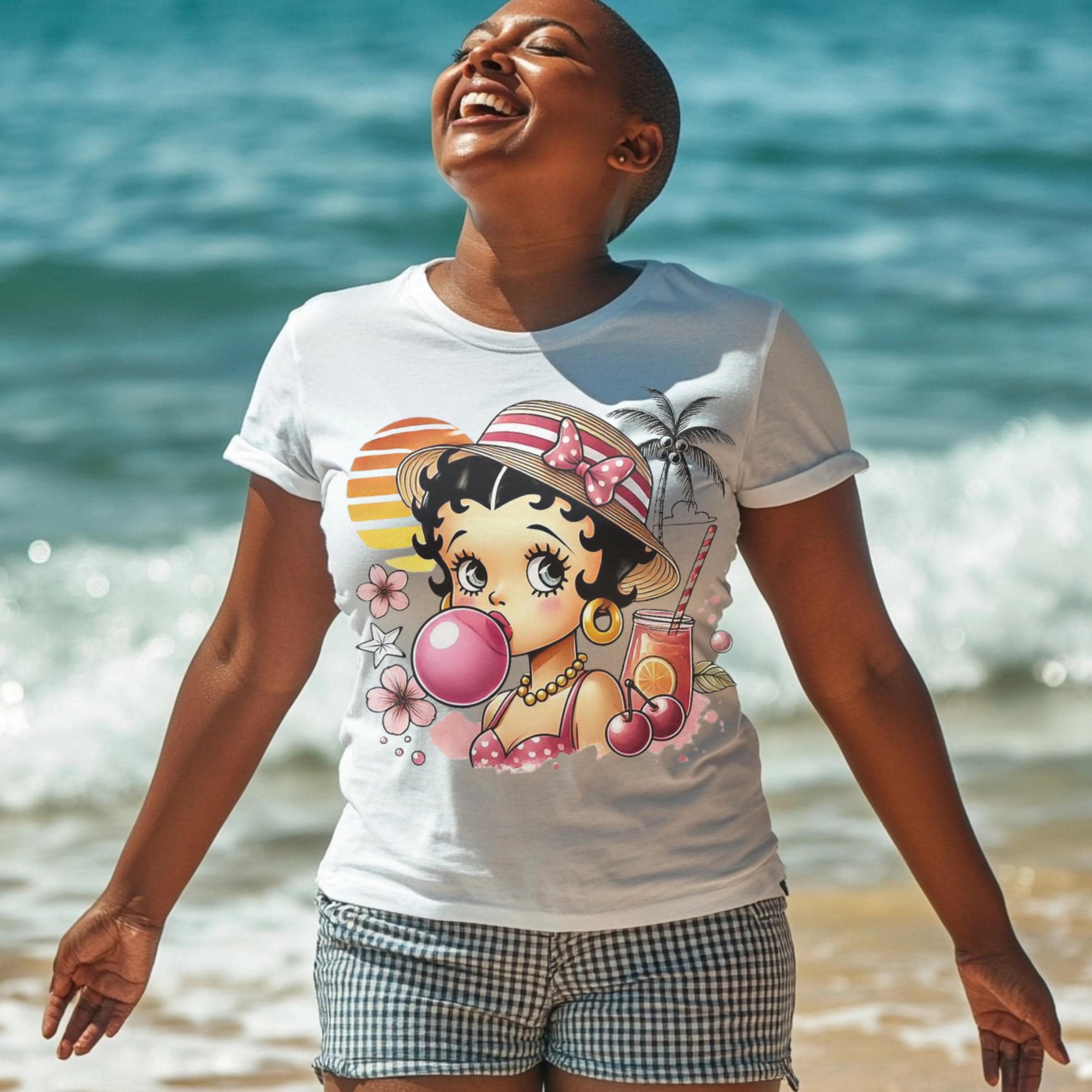 Graphic Tee - Betty Boop Summer Beach Design