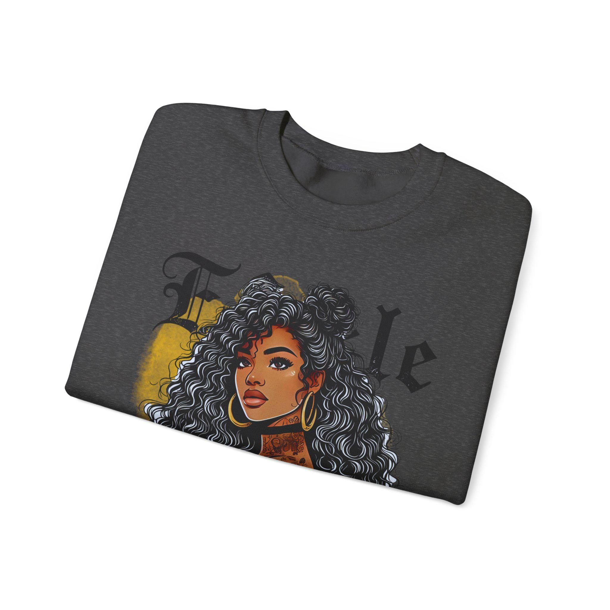 Personalizable Tattooed Black Princess Beauty Belle Crewneck Sweatshirt - African American, Afrocentric, Cultural, Ethnic, Gift for Her