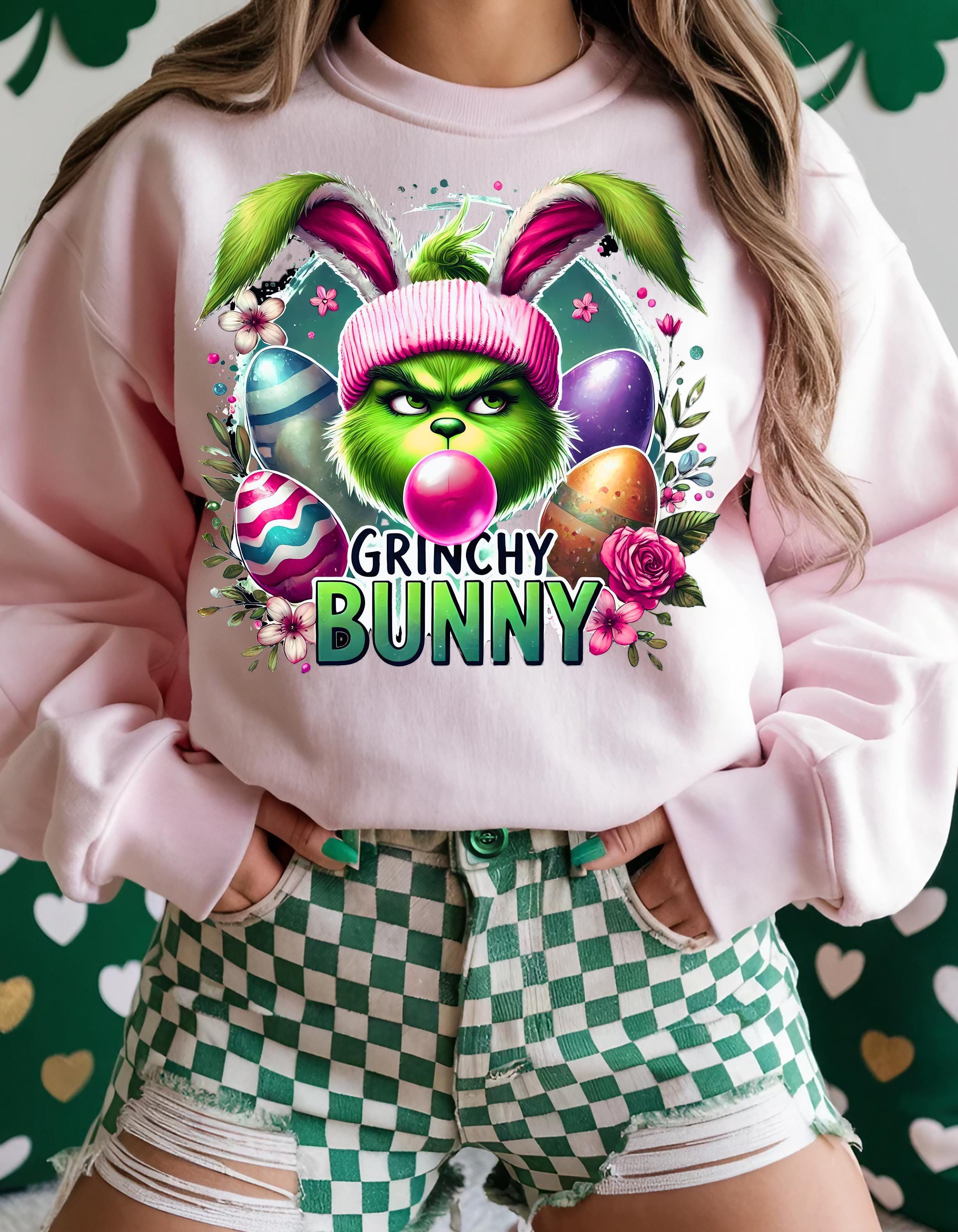 Personalizable Grinchy Bunny Easter Sweatshirt, Parody Easter Bunny Jumper, Funny Holiday Gift, Unisex Pullover, Easter Shirt