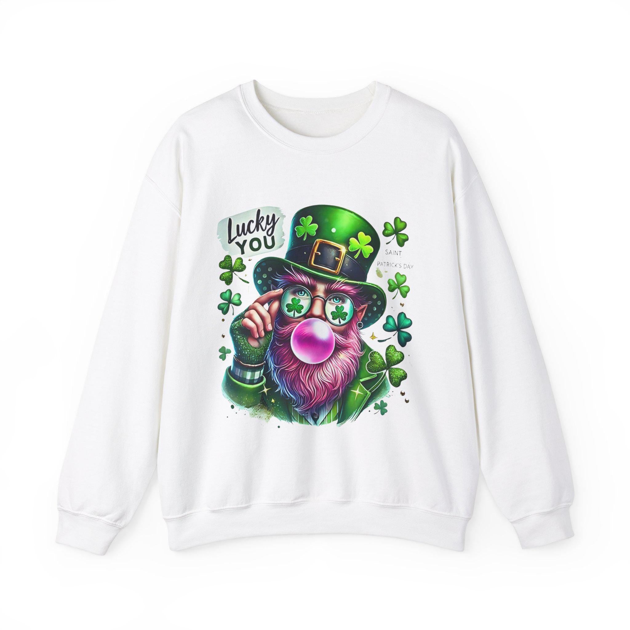 Lucky you St Patrick's Day Sweatshirt, Funny Movie Characters Unisex Crewneck Jumper, Leprechaun Bubble Gum Shirt, Holiday Quote Top, Green