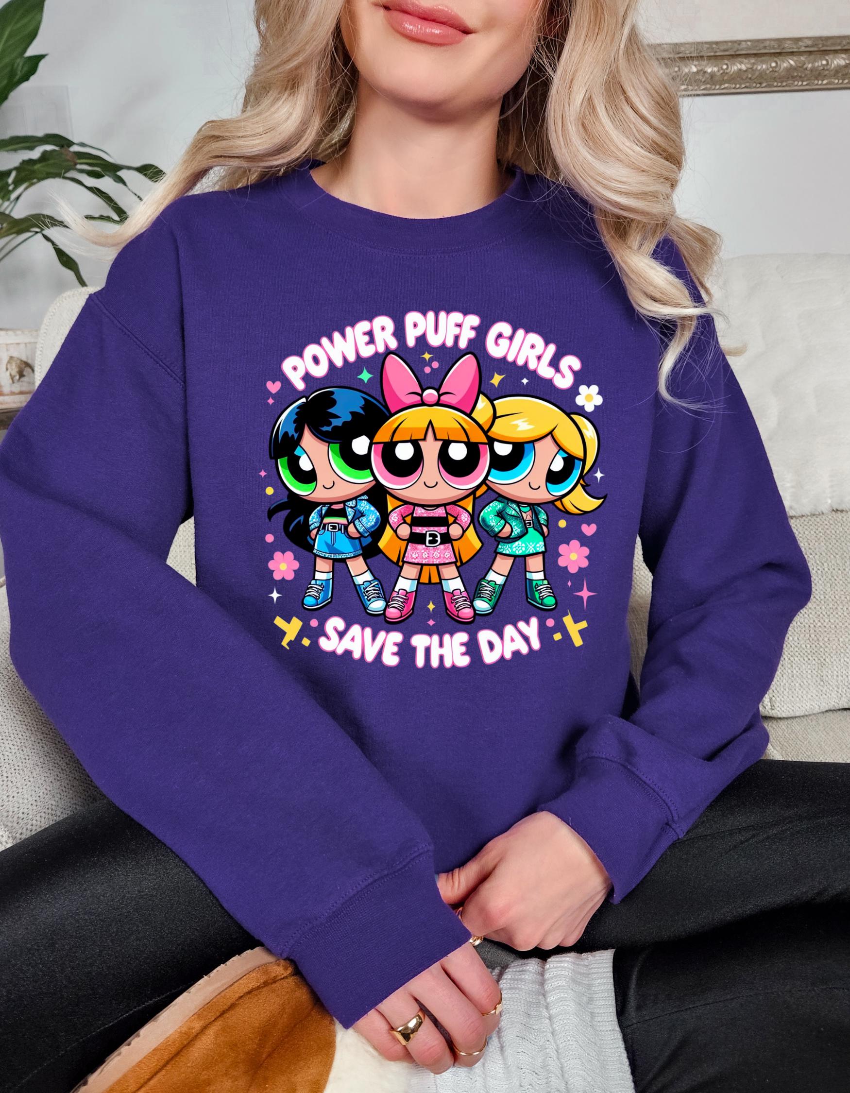 Superhero Trio Save the Day Sweatshirt - Fun and Colorful Cartoon Apparel