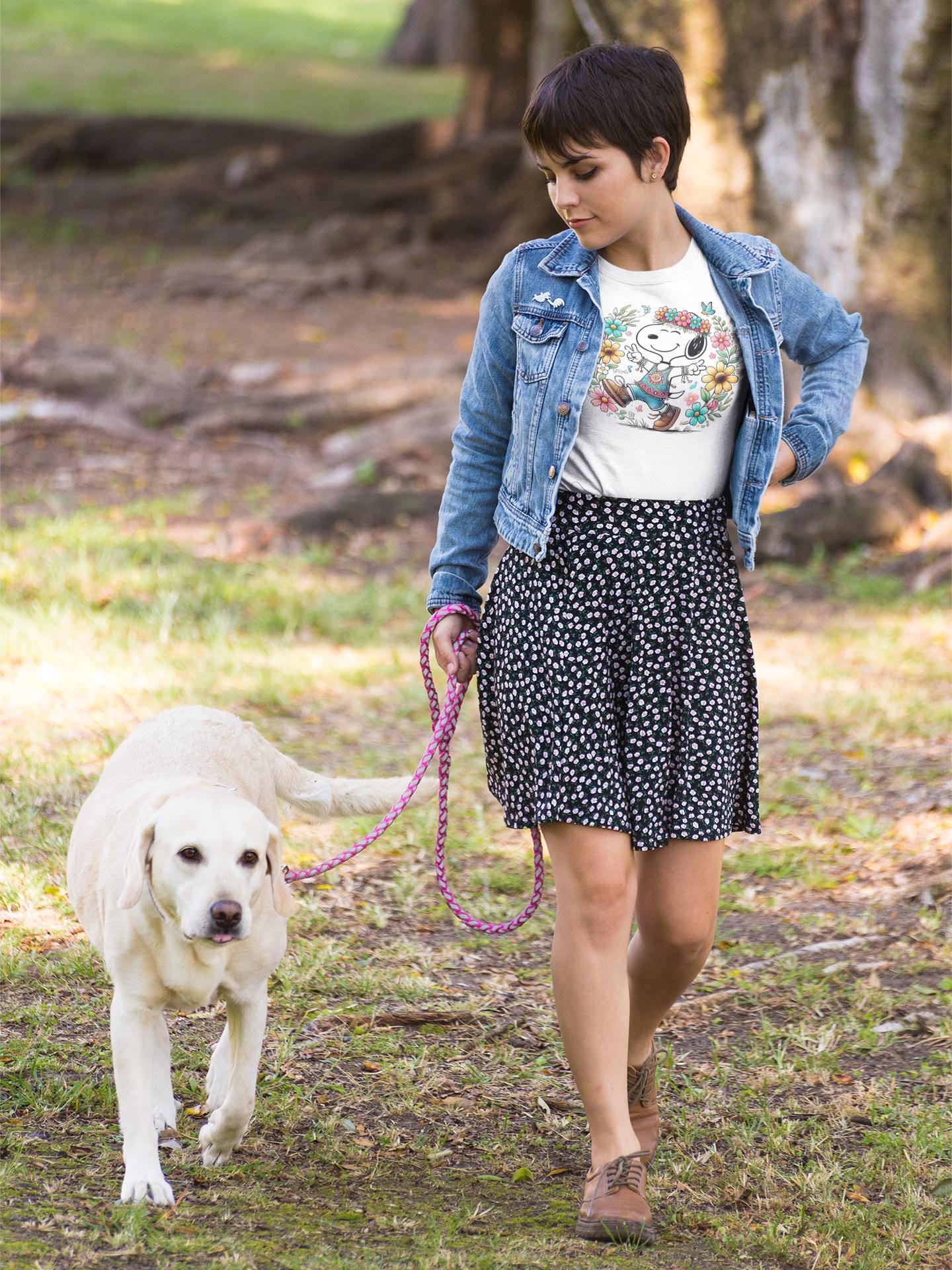 Beagle Dog Dancing Spring Unisex Tee Shirt - Dog Lover Gift, Cute Animal Graphic Tee, Pet Owner Apparel, Springtime Shirt, Fun Dance Tee