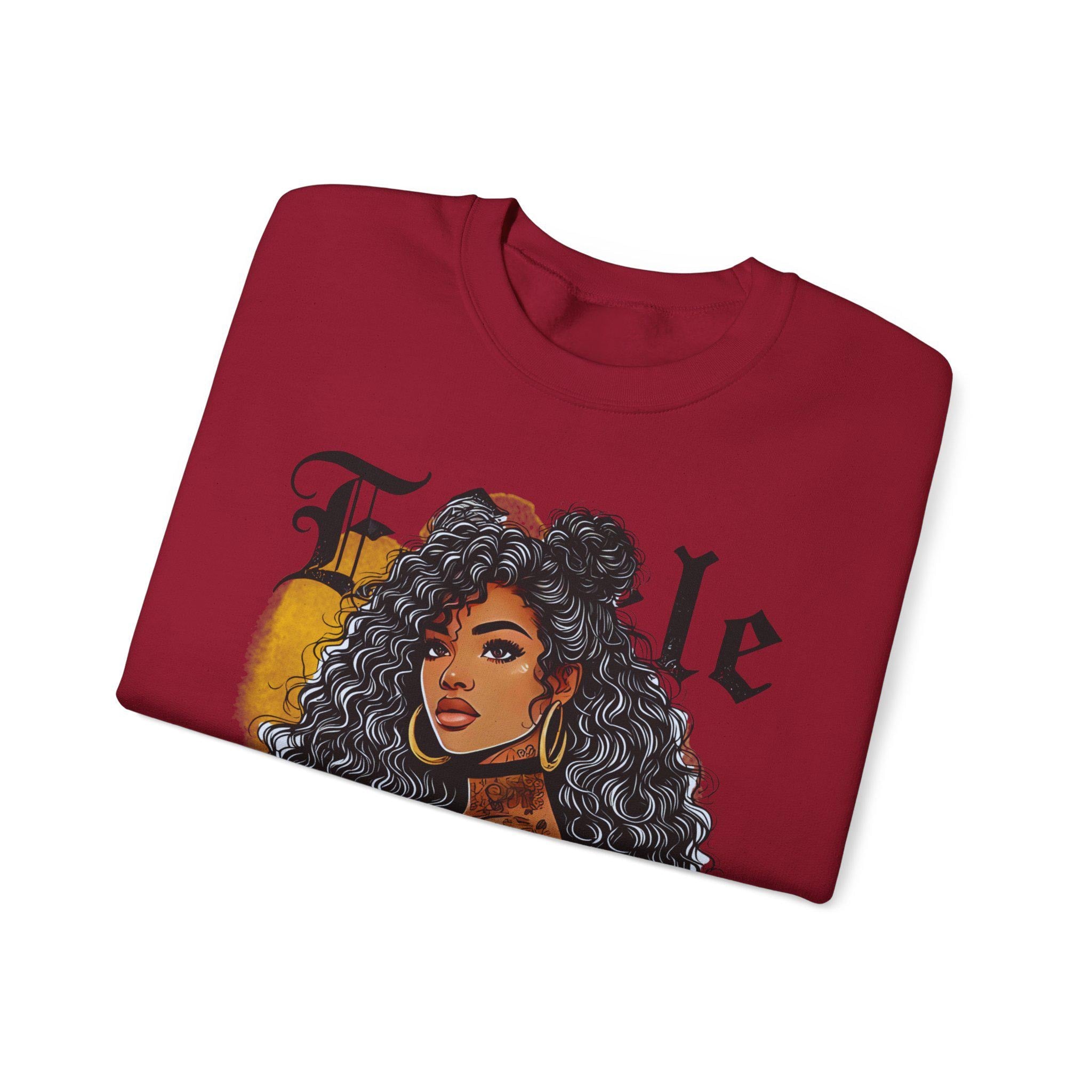 Personalizable Tattooed Black Princess Beauty Belle Crewneck Sweatshirt - African American, Afrocentric, Cultural, Ethnic, Gift for Her