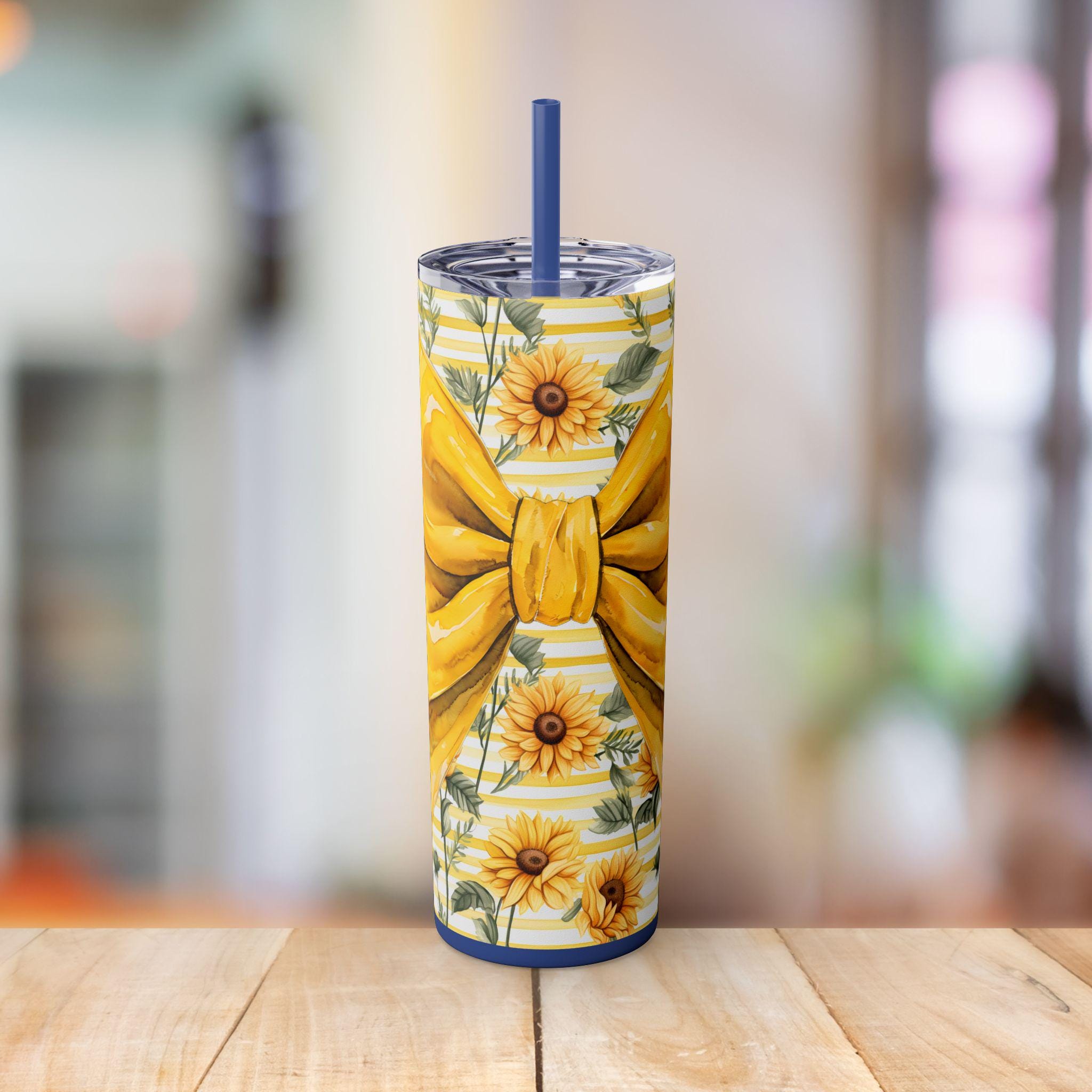 Yellowbow Coquette Snowflakes Skinny Tumbler, 20oz - Gift for Her, Insulated Cup, Travel Mug, BPA Free, Christmas Gift, Winter Decor, Gift