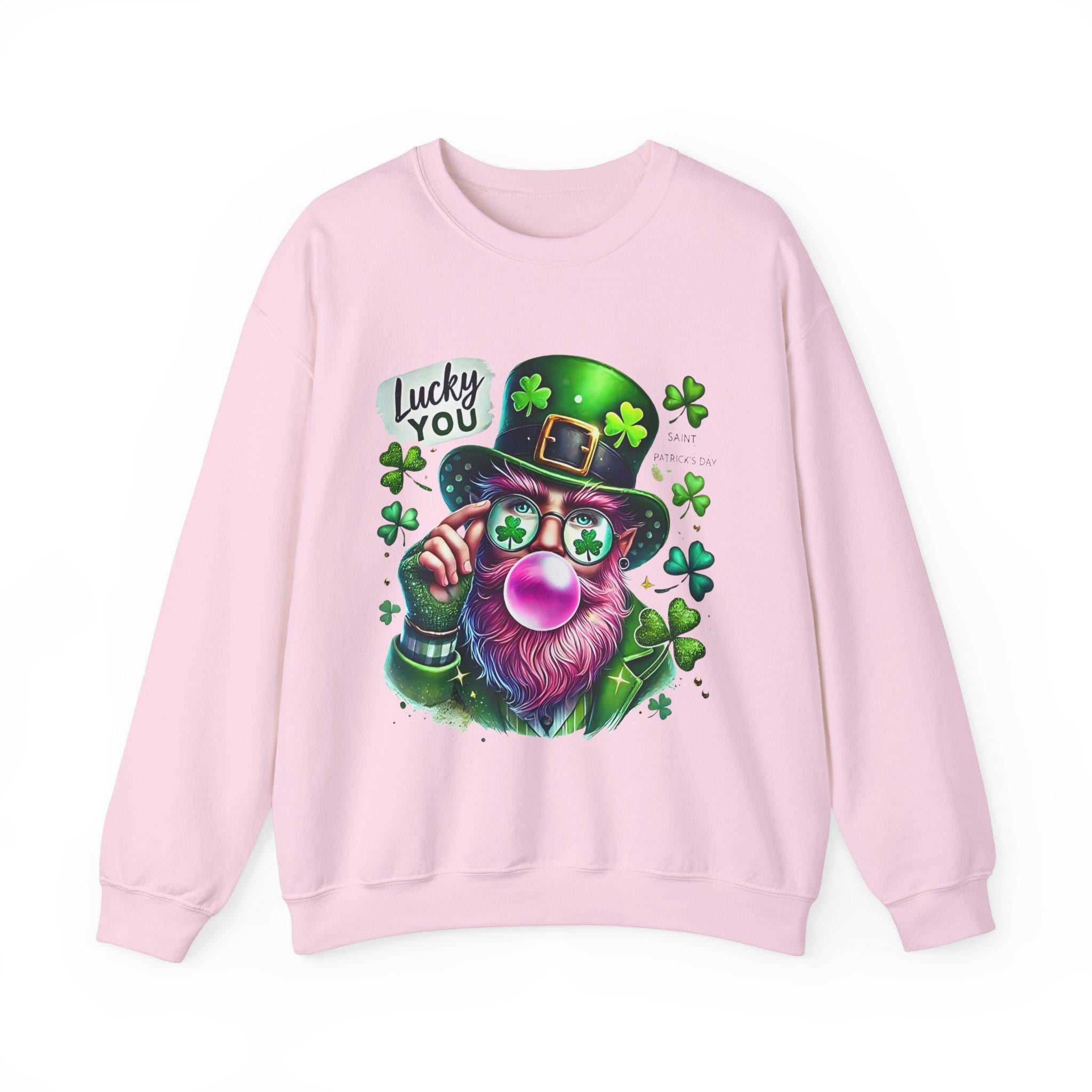 Lucky You St. Patrick's Day Sweatshirt, Lustige Filmfiguren Unisex Crewneck Pullover, Leprechaun Bubble Gum Shirt, Urlaubs Spruch Top, Grün