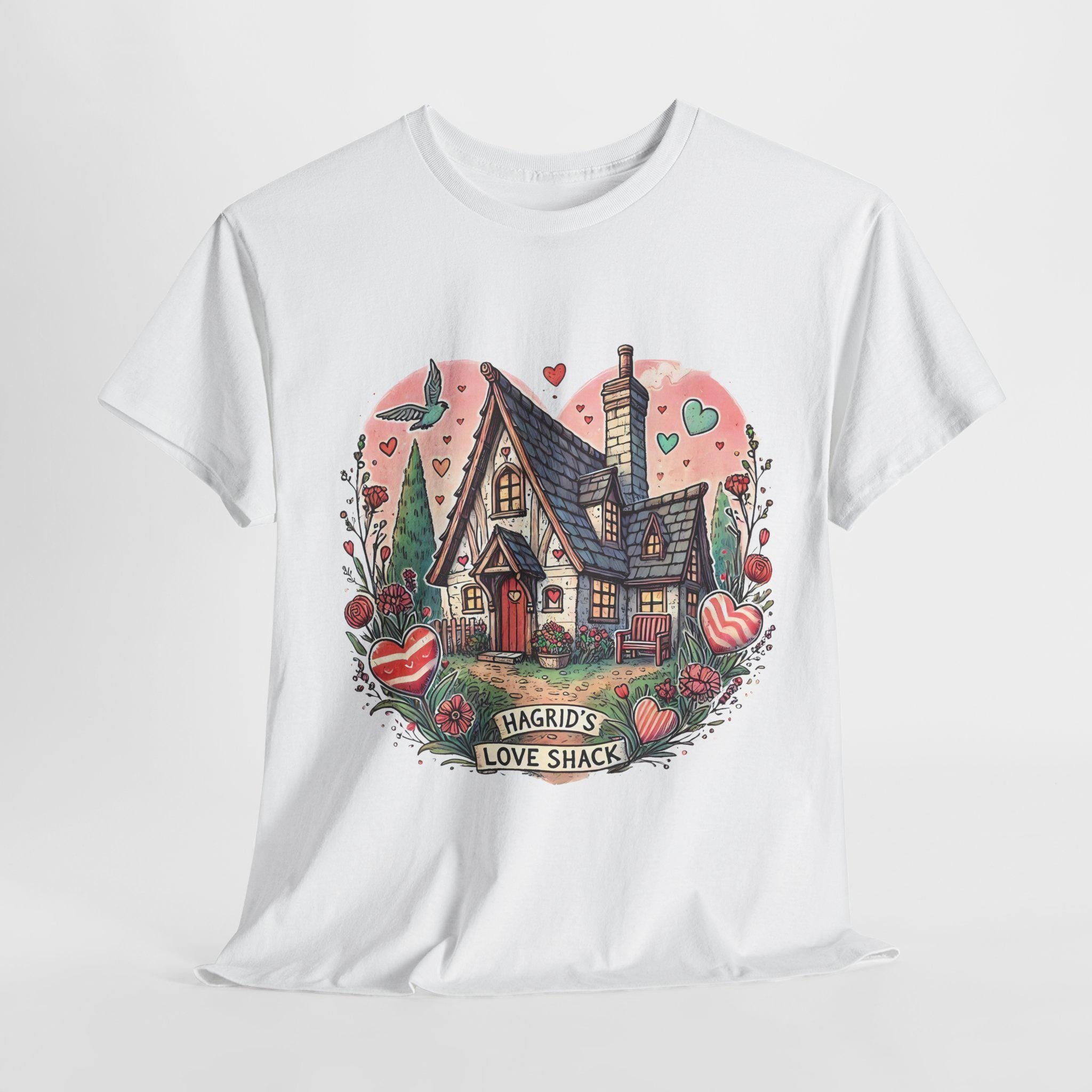 Personalizable Hagrid's Love Shack Unisex Tee, Valentines Day Shirt, Magic World Graphic Tee, Gift for Fantasy Fans