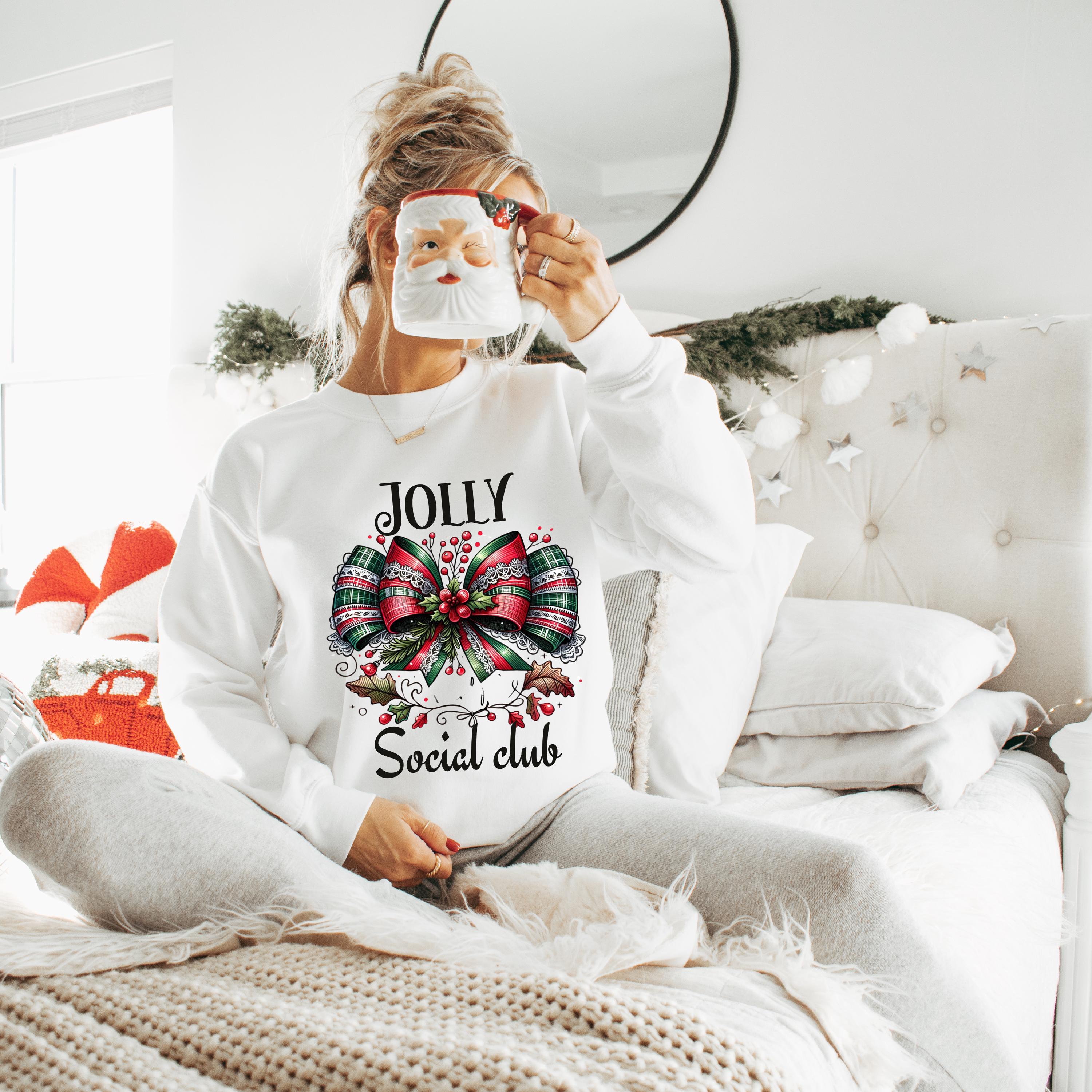 Personalizable Cozy Christmas Vibes with Jolly Social Club Sweatshirt