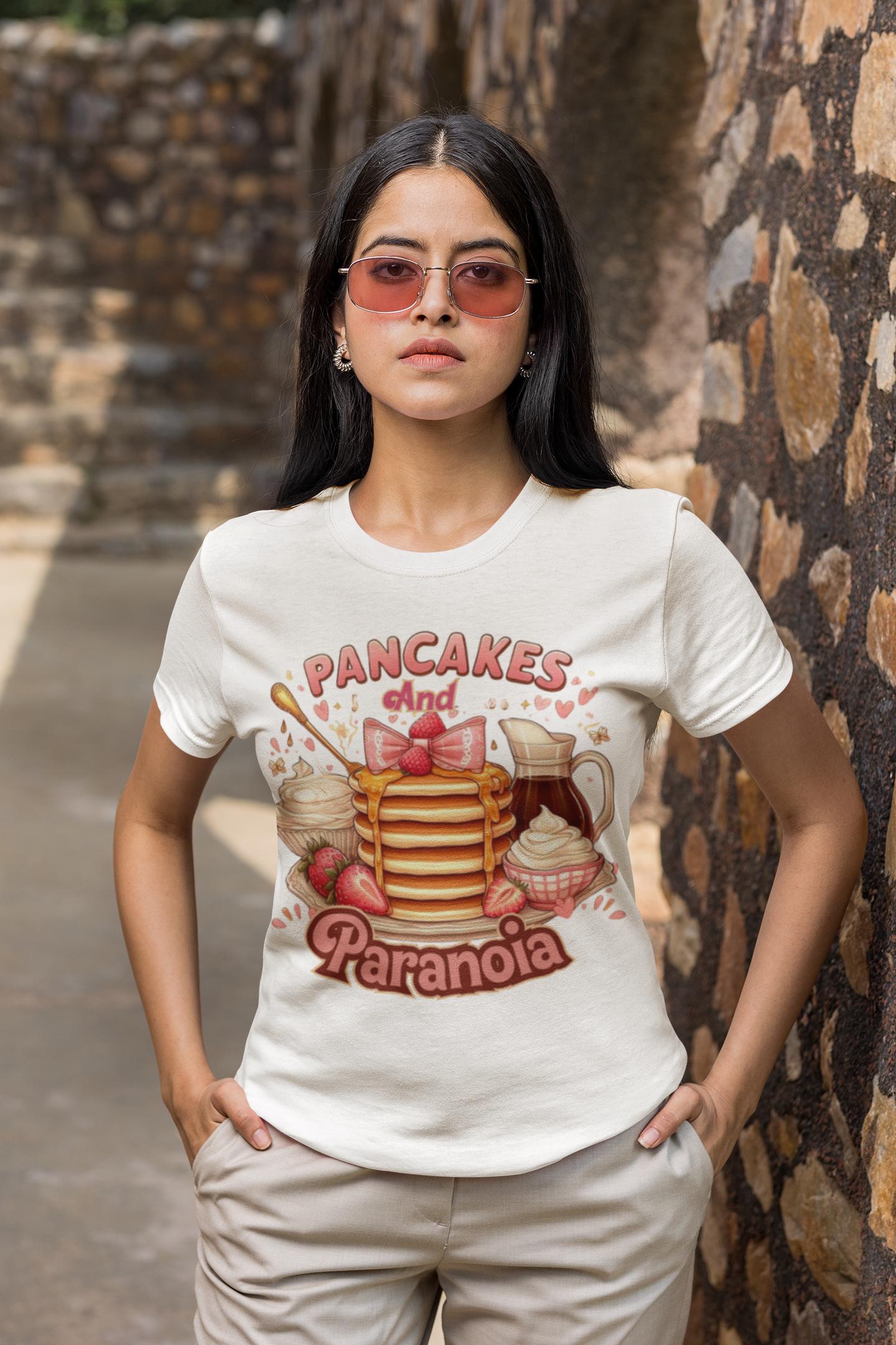 Personalizable Pancakes and Paranoia Unisex Tee, Mental Health Awareness T-Shirt, Novelty Gift Shirt, Anxiety Graphic Tee, Comfort Tee