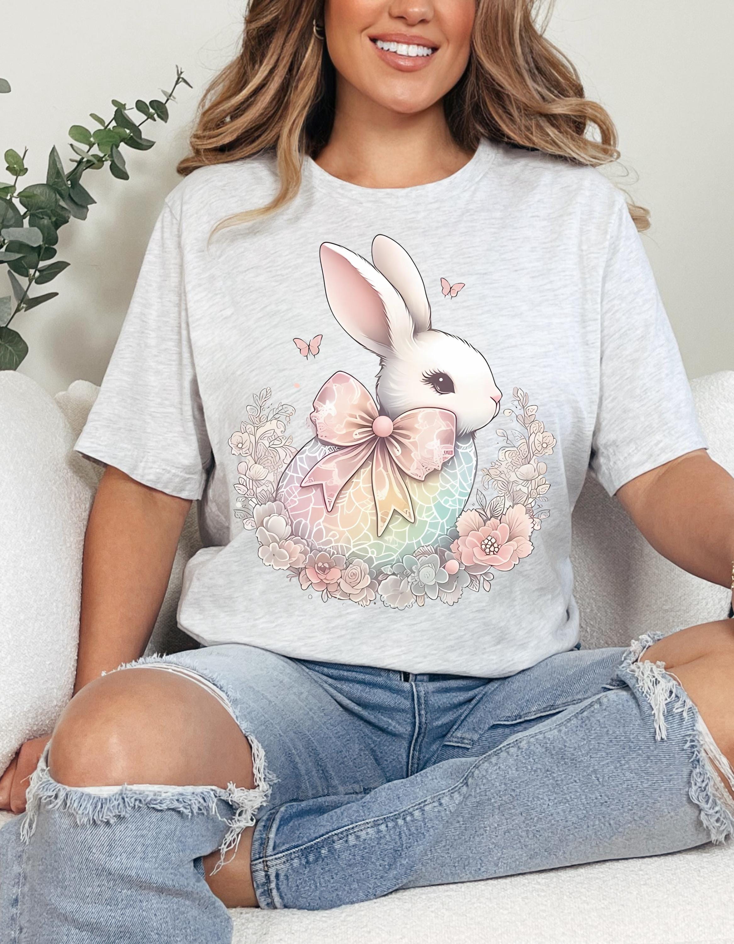 Cute Bunny Easter Tee - Unisex Heavy Cotton Shirt for Spring Celebrations, Egg Hunt, Holiday Gift, Casual Wear