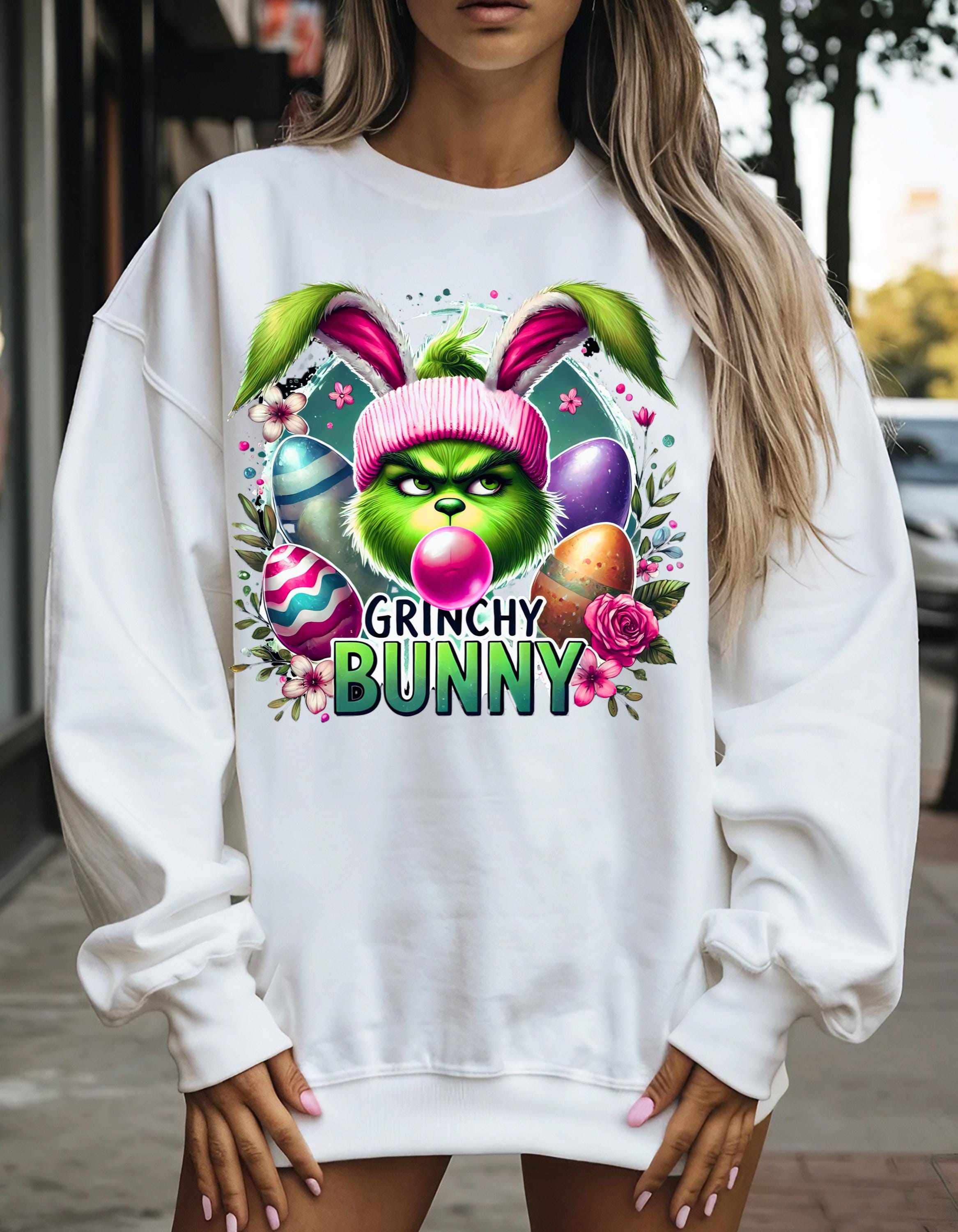 Personalizable Grinchy Bunny Easter Sweatshirt, Parody Easter Bunny Jumper, Funny Holiday Gift, Unisex Pullover, Easter Shirt