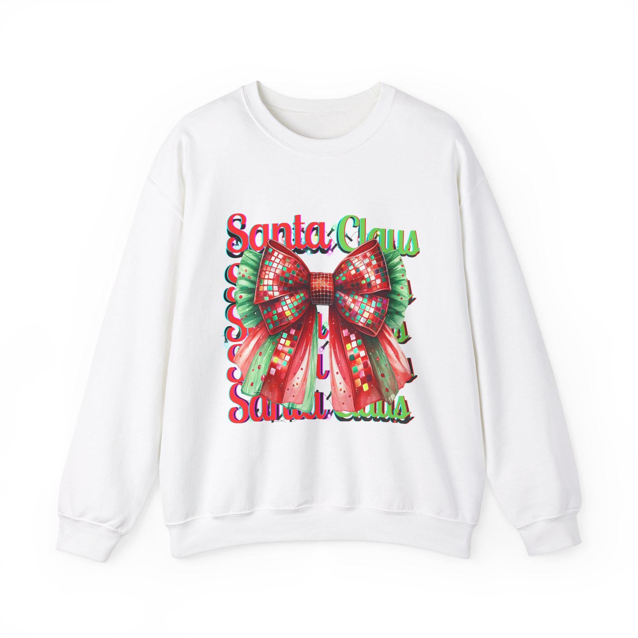 Personalizable Santa Claus Sequinned Bow Sweatshirt Festive Holiday Fashion